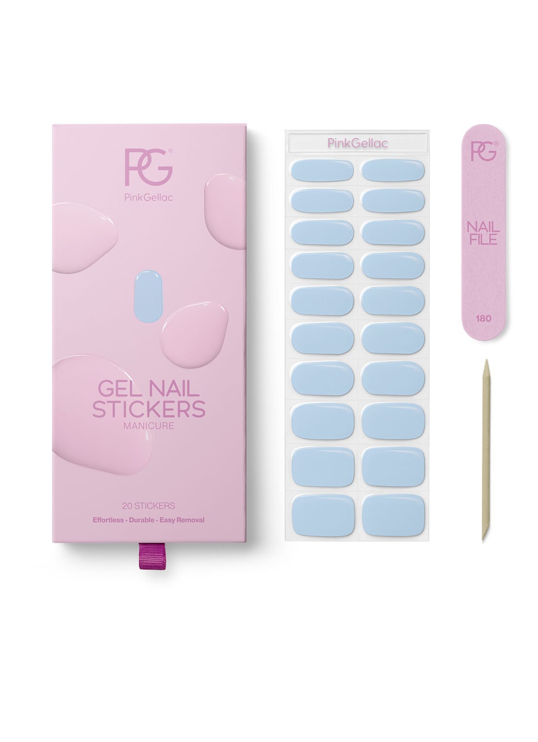 Pink Gellac Gel Stickers - nagelstickers - voorkant powdery blue