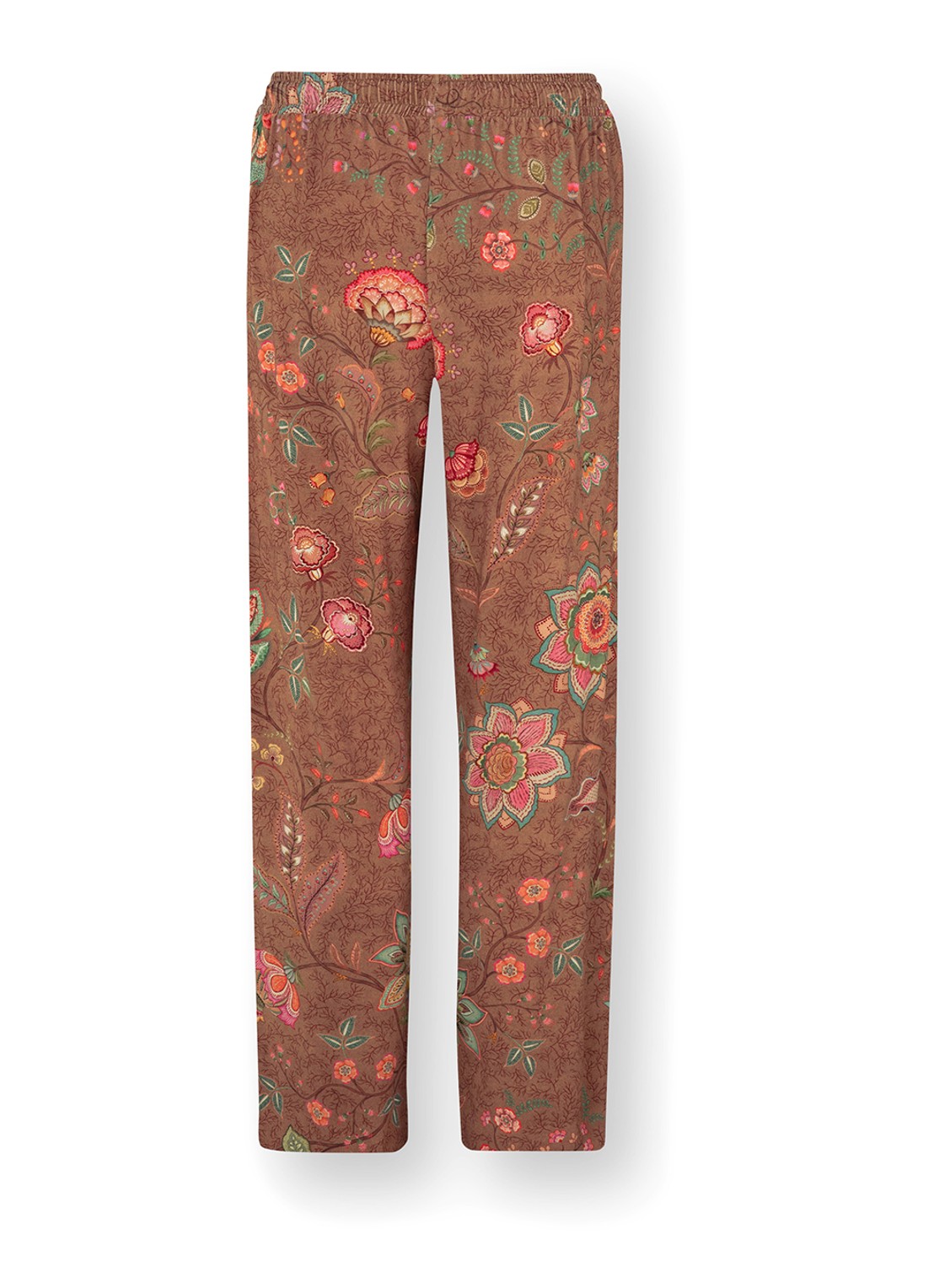 Pip Studio Belin Mumbai Morning pyjamabroek met bloemenprint - achterkant bruin
