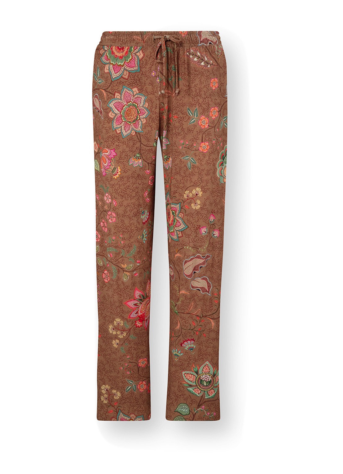 Pip Studio Belin Mumbai Morning pyjamabroek met bloemenprint - voorkant 2 bruin
