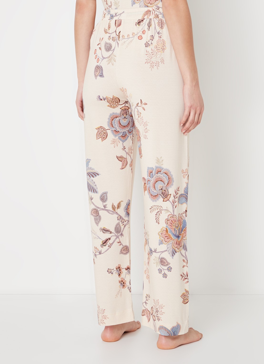 Pip Studio Belin pyjamabroek met bloemenprint - achterkant 3 lindegroen
