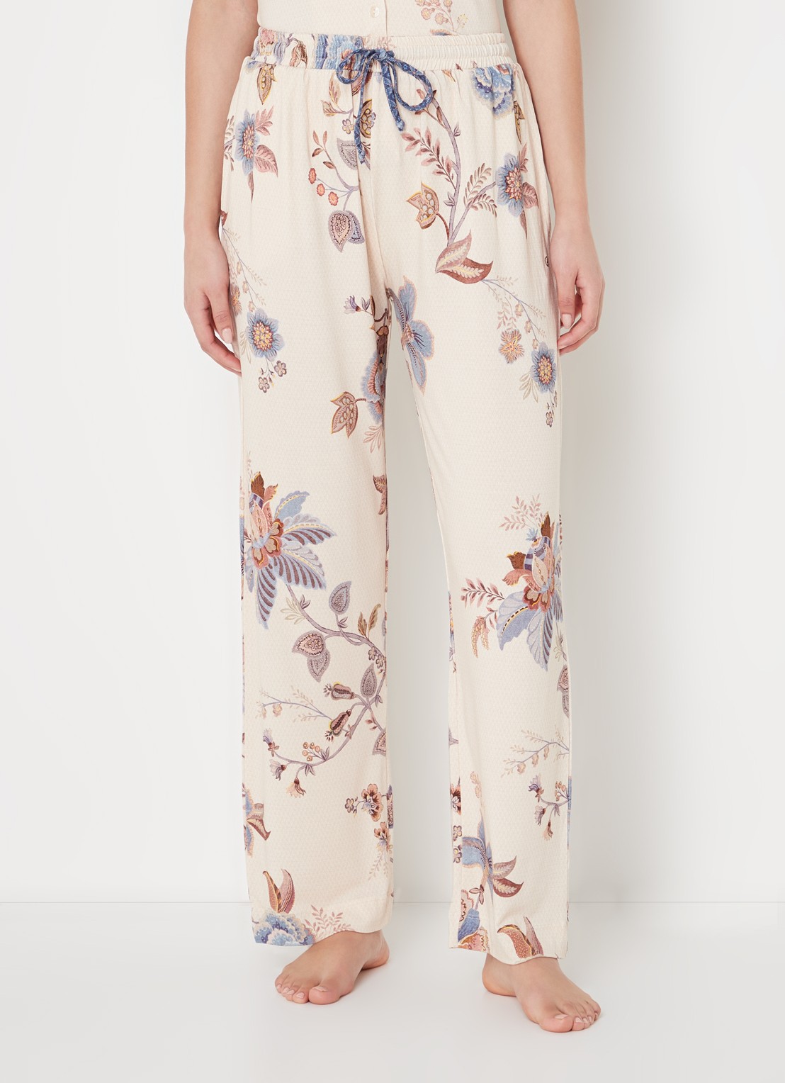 Pip Studio Belin pyjamabroek met bloemenprint - detail 4 lindegroen