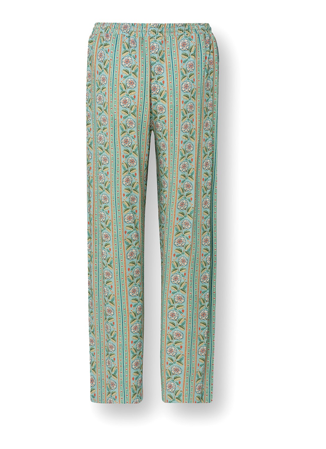 Pip Studio Belin Rosa Rani pyjamabroek met bloemenprint - achterkant 3 turquoise