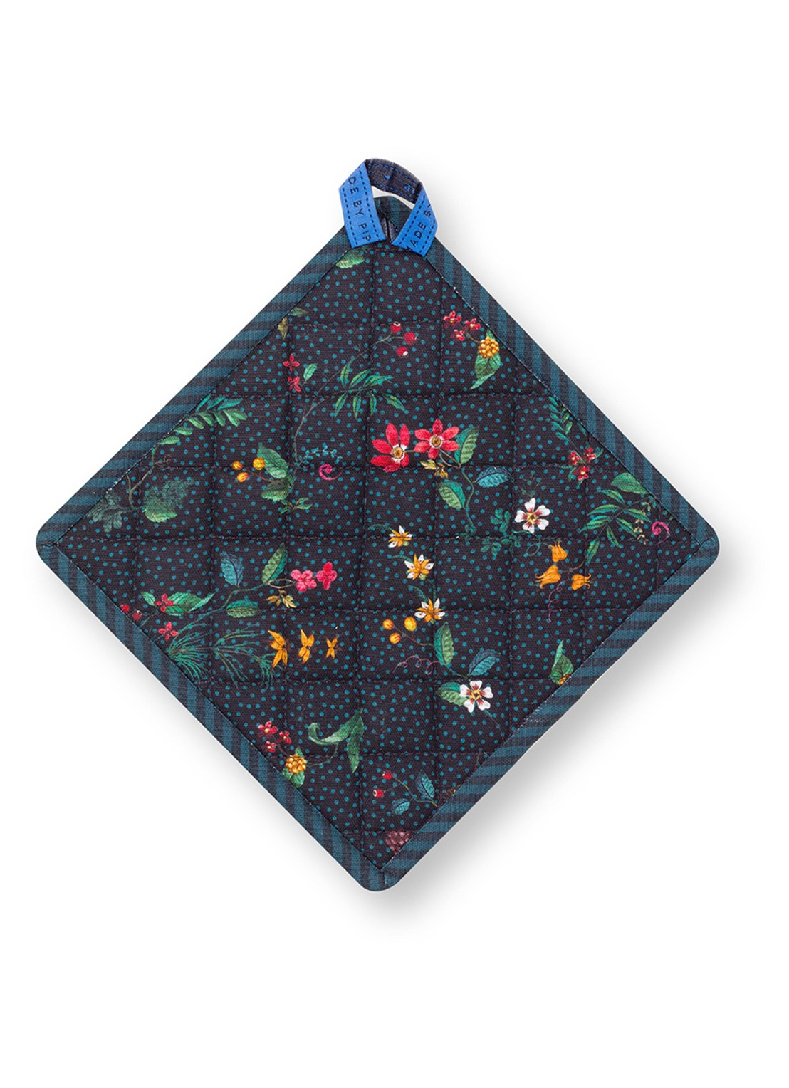 Pip Studio Berry Blues pannenlap van katoen  - voorkant 2 donkerblauw