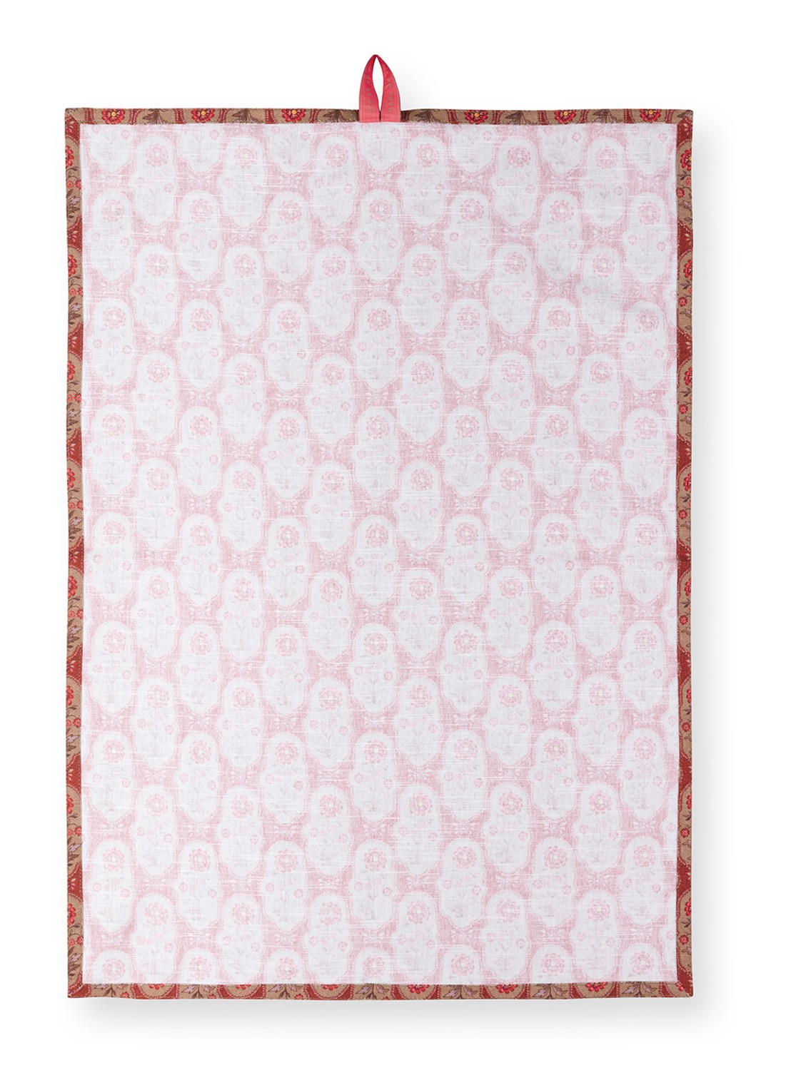 Pip Studio Blooming Tales Bustani-Pashmina theedoek 50 x 70 cm set van 2 - achterkant donkerrood