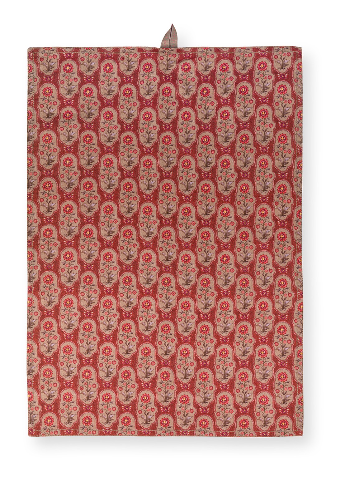 Pip Studio Blooming Tales Bustani-Pashmina theedoek 50 x 70 cm set van 2 - detail 3 donkerrood
