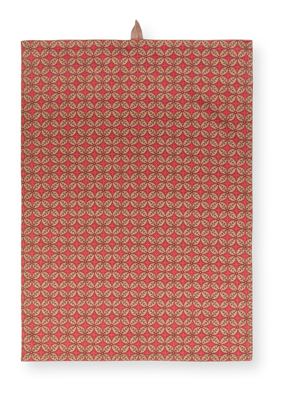 Pip Studio Blooming Tales Bustani-Pashmina theedoek 50 x 70 cm set van 2 - voorkant 6 donkerrood