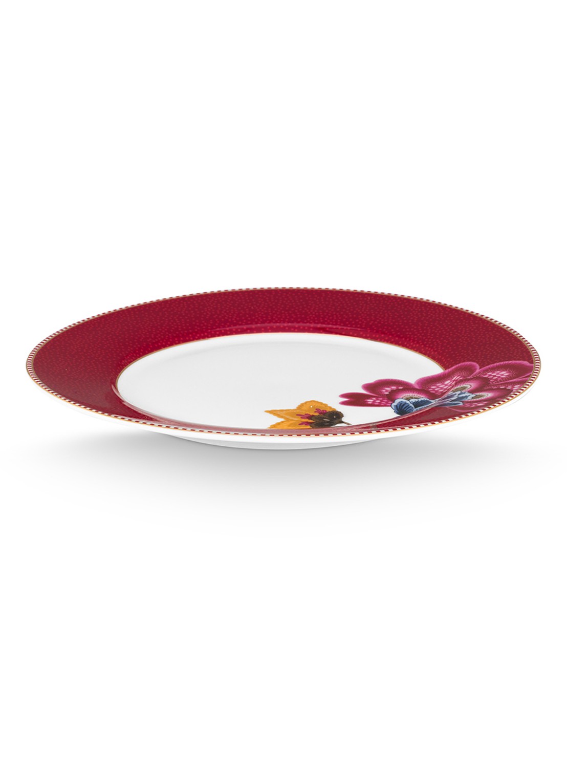Pip Studio Blooming Tales dinerbord 23 cm - detail donkerrood