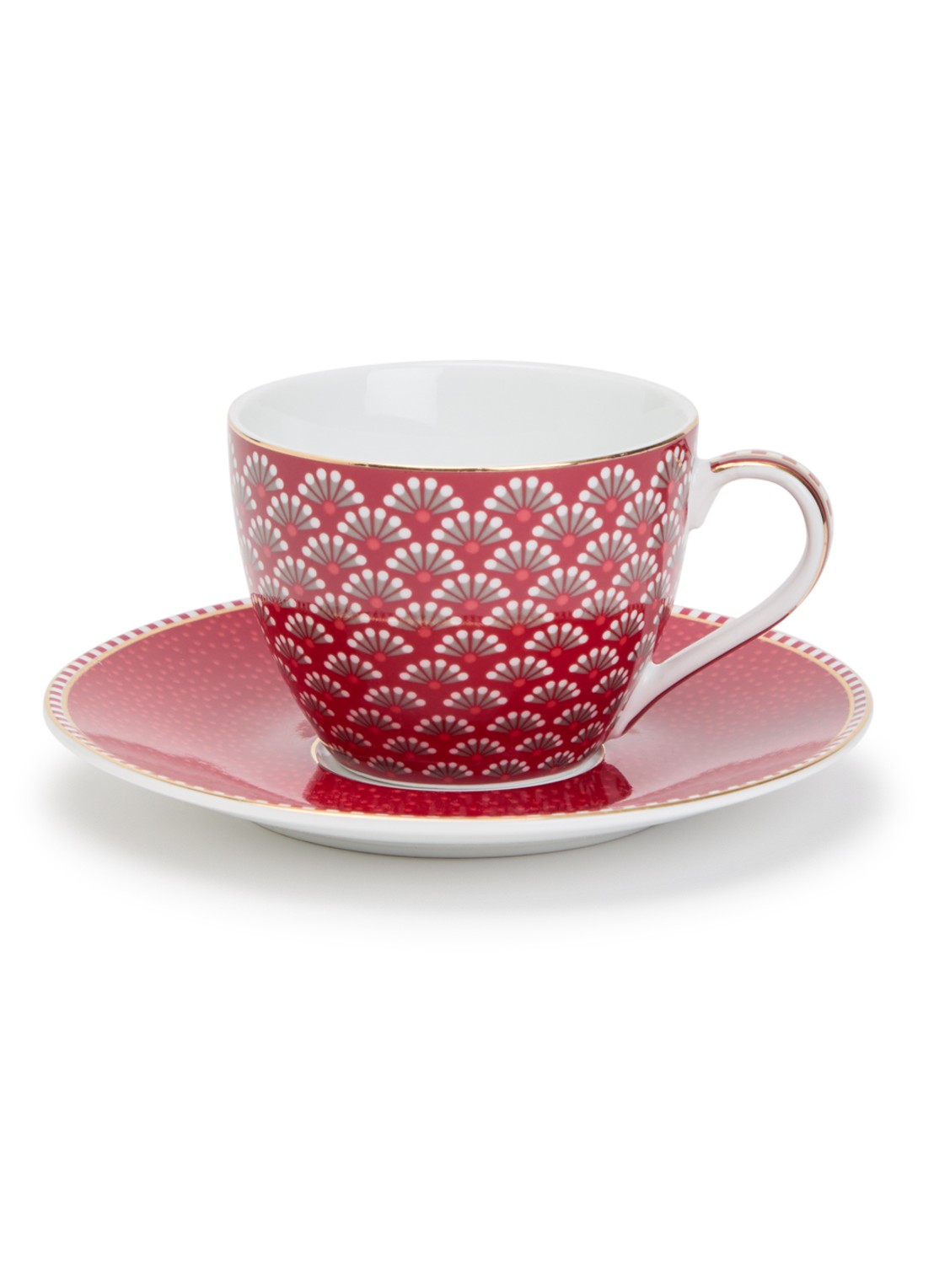 Pip Studio Blooming Tales espressokopje en schotel - voorkant donkerrood