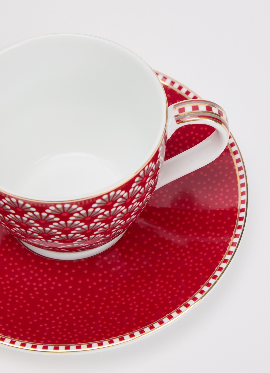 Pip Studio Blooming Tales espressokopje en schotel - voorkant 2 donkerrood