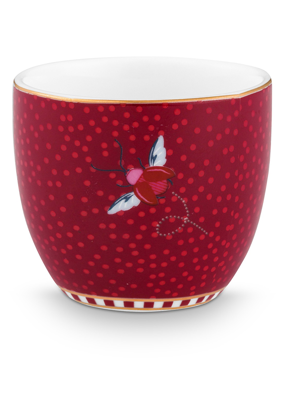 Pip Studio Blooming Tales Fantasy eierdop 4 cm - achterkant 2 donkerrood