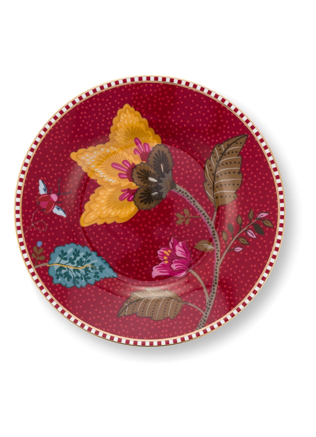 Pip Studio Blooming Tales Fantasy gebaksbordje 12 cm - voorkant donkerrood