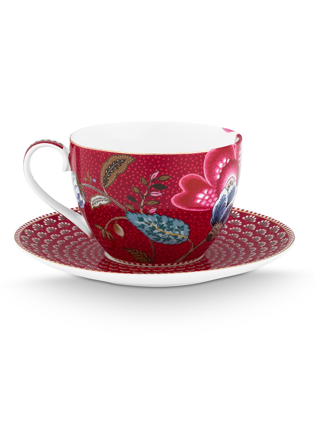 Pip Studio Blooming Tales Fantasy kop en schotel set van 2 - detail 2 donkerrood