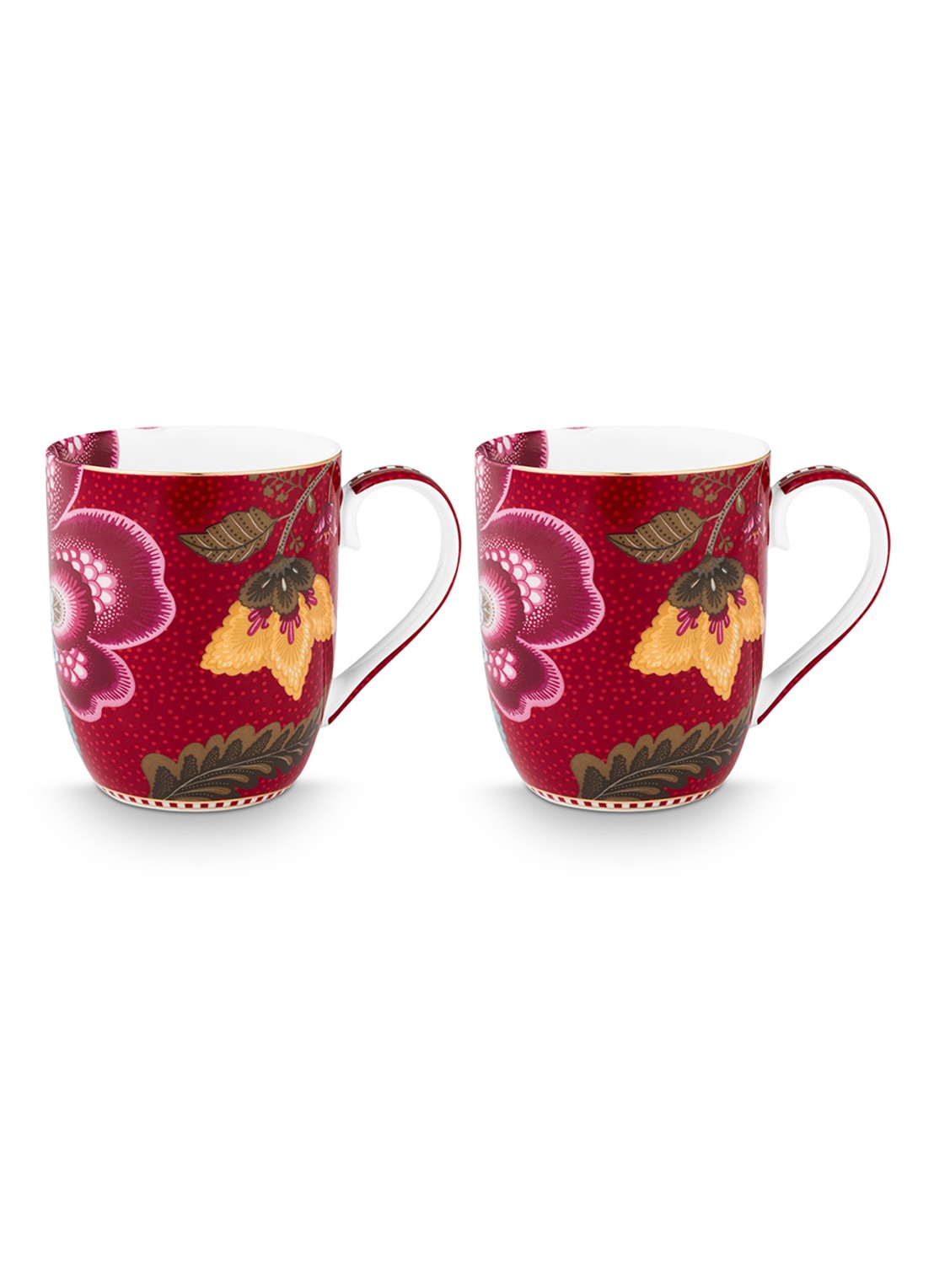 Pip Studio Blooming Tales Fantasy kopje set van 2 - detail 4 donkerrood