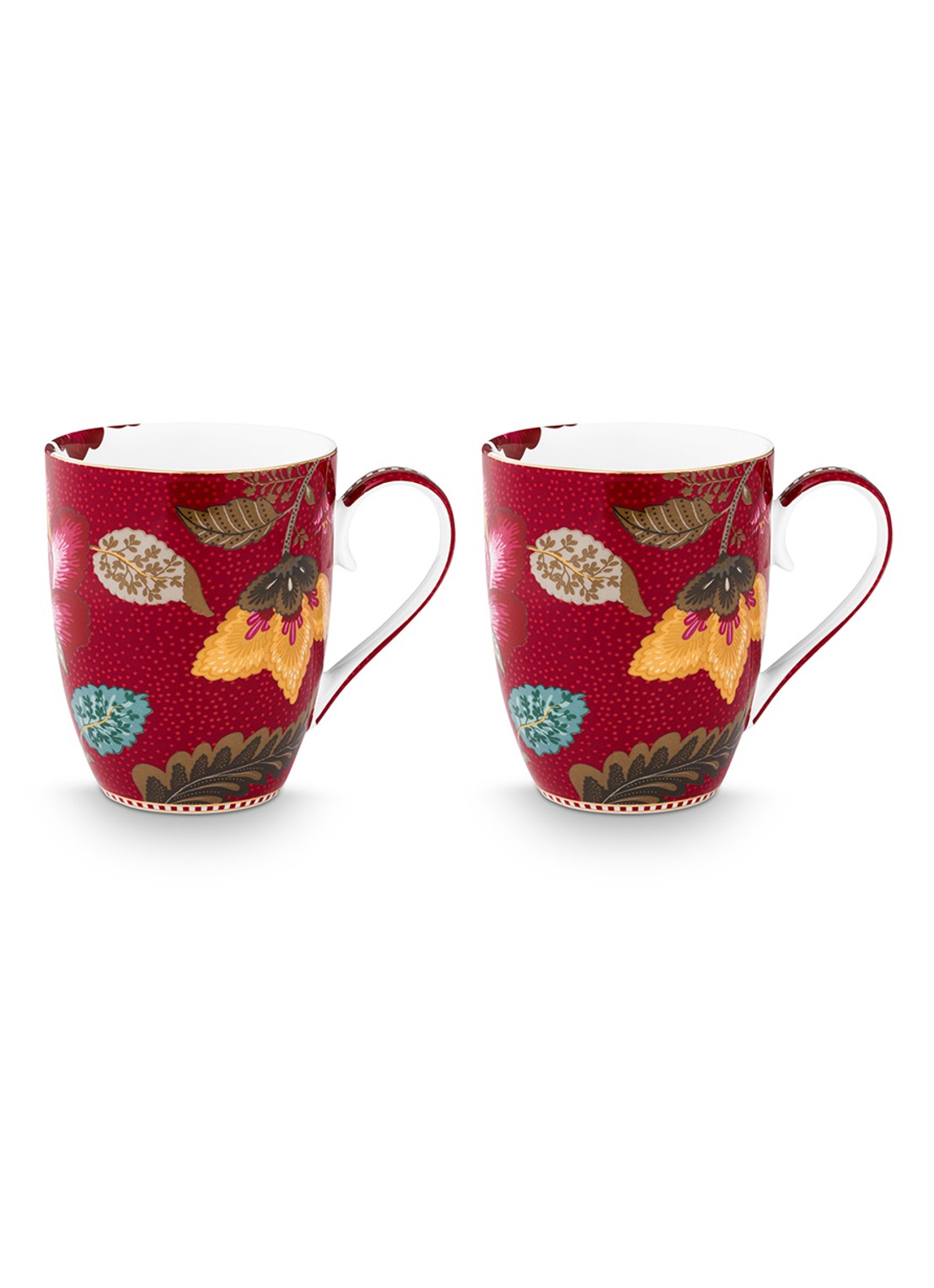 Pip Studio Blooming Tales Fantasy mok set van 2 - detail donkerrood