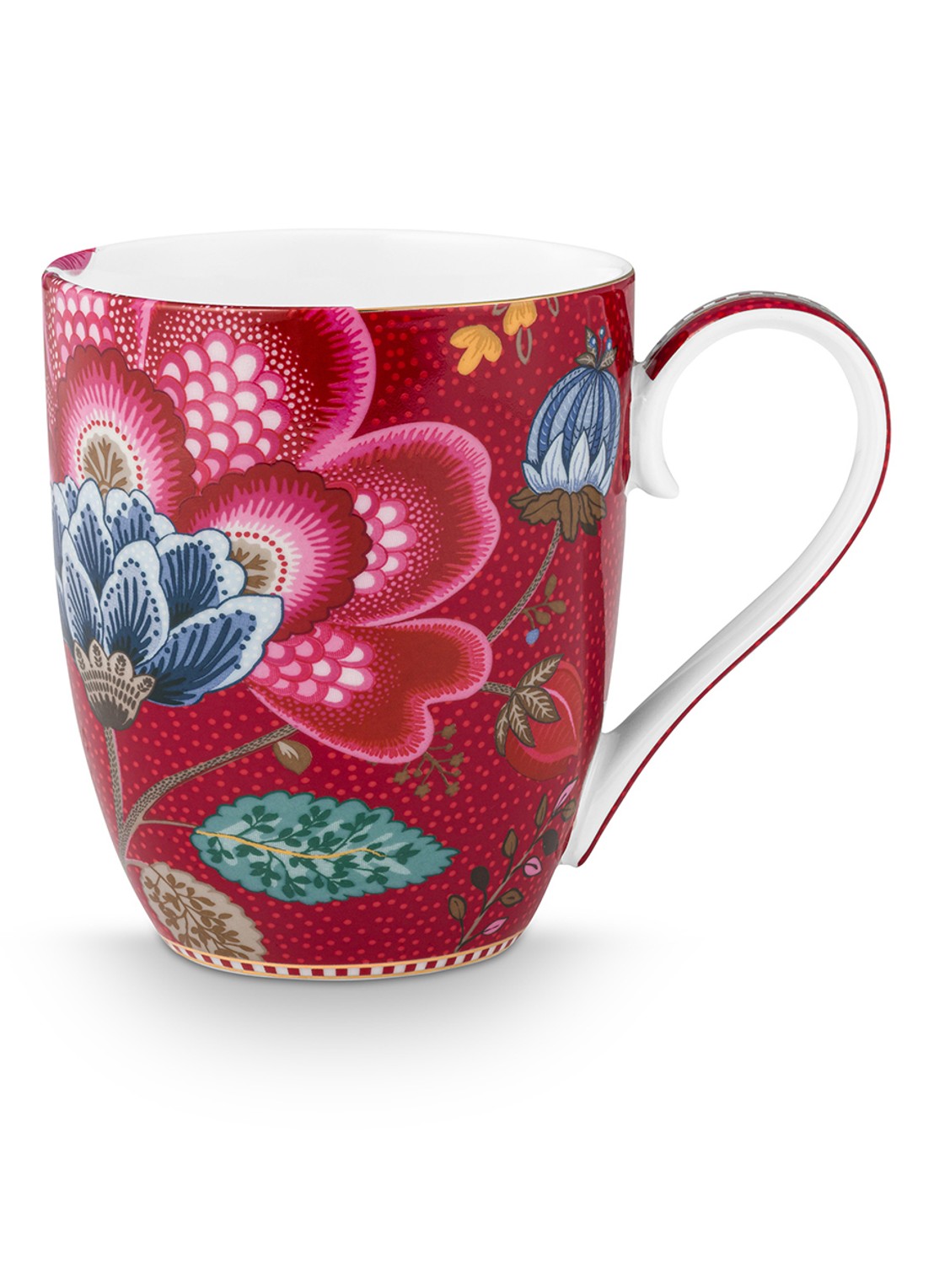 Pip Studio Blooming Tales Fantasy mok set van 2 - achterkant donkerrood