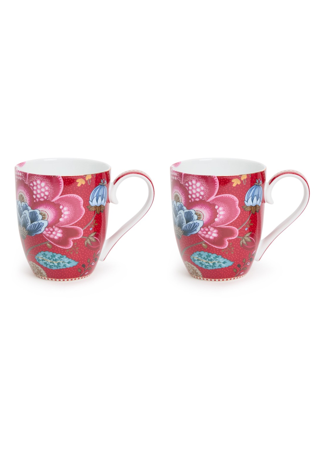Pip Studio Blooming Tales Fantasy mok set van 2 - voorkant donkerrood