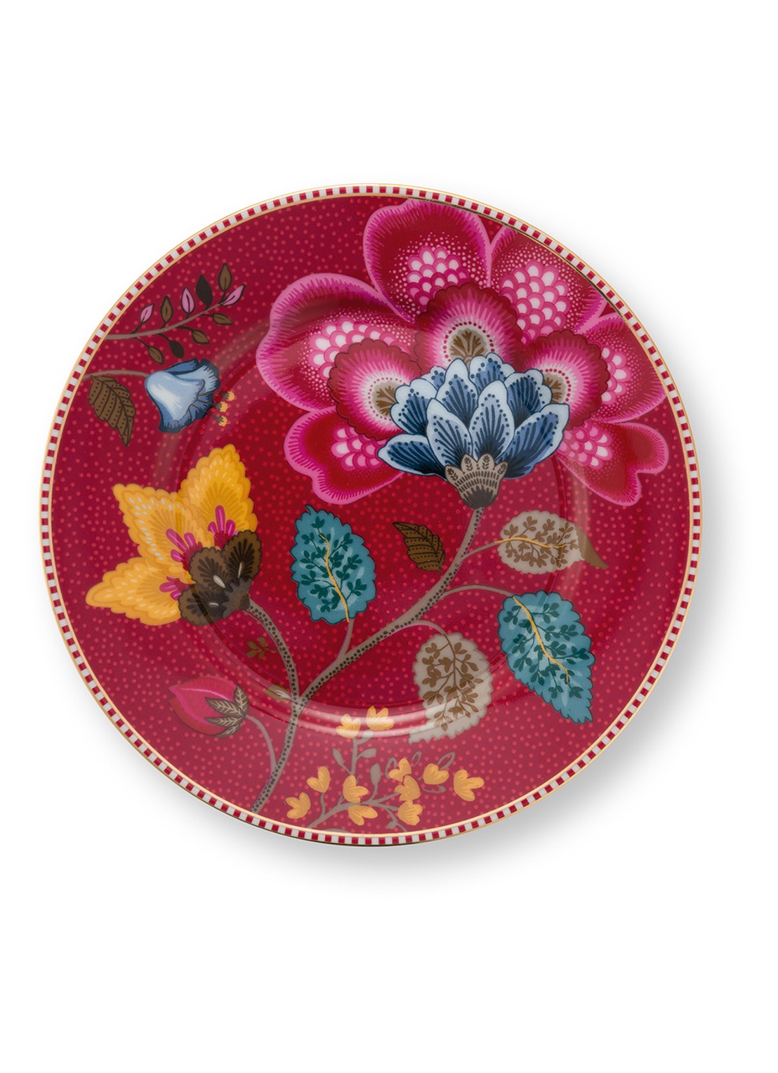 Pip Studio Blooming Tales Fantasy ontbijtbord 17 cm - voorkant 3 donkerrood