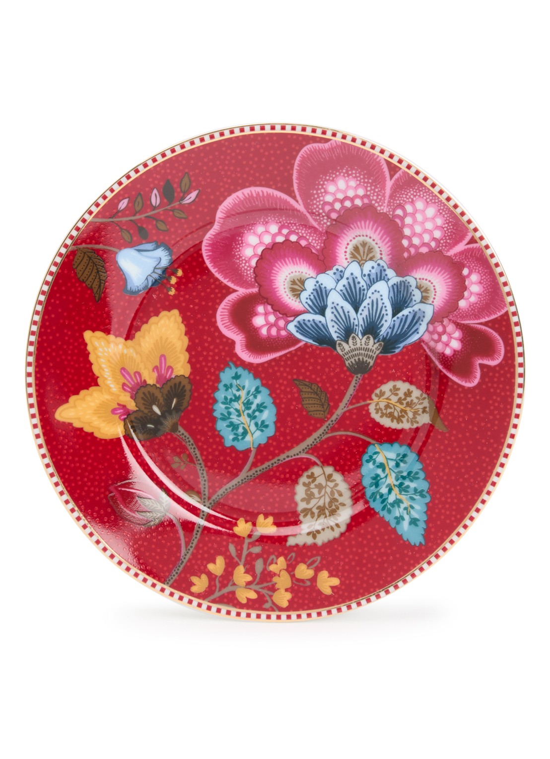 Pip Studio Blooming Tales Fantasy ontbijtbord - voorkant donkerrood