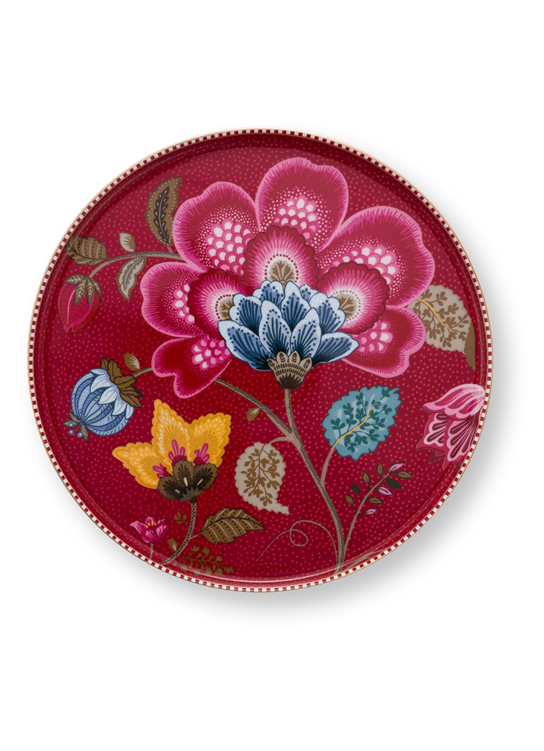 Pip Studio Blooming Tales Fantasy taartplateau 21 cm - detail donkerrood