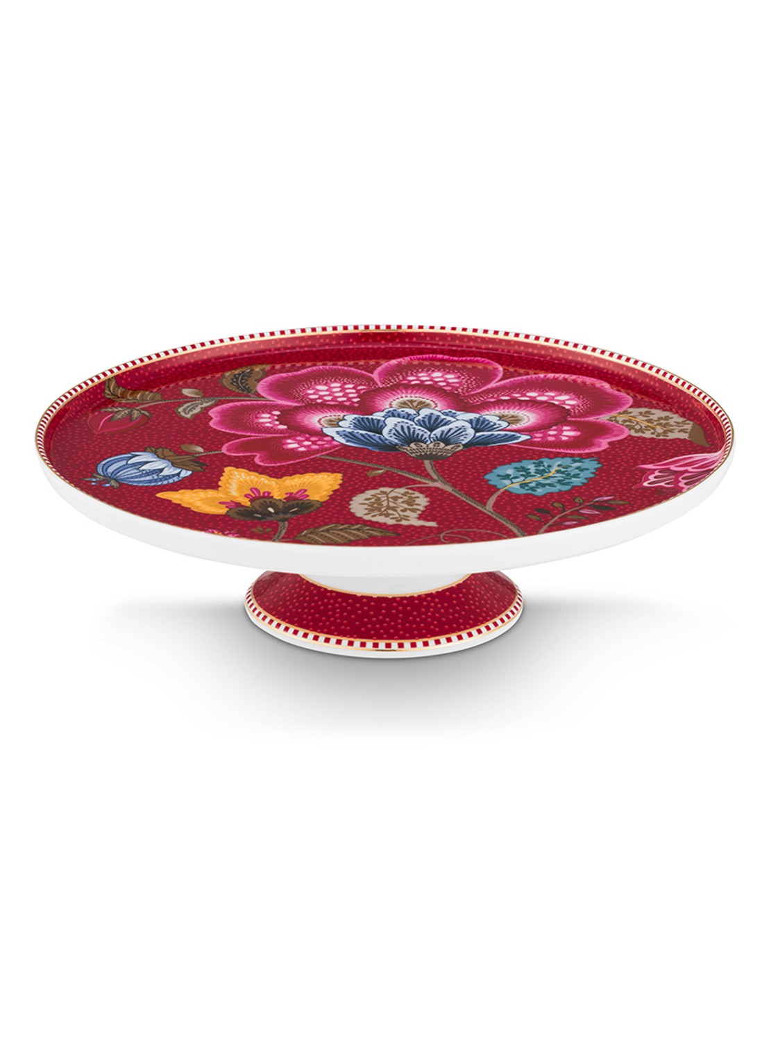 Pip Studio Blooming Tales Fantasy taartplateau 21 cm - voorkant 2 donkerrood