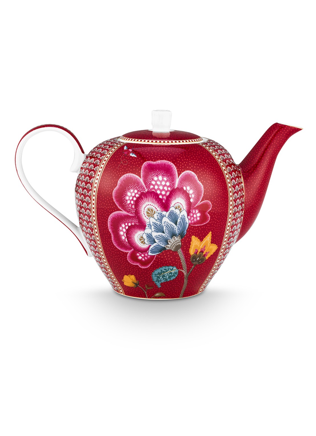 Pip Studio Blooming Tales Fantasy theepot - achterkant 3 donkerrood