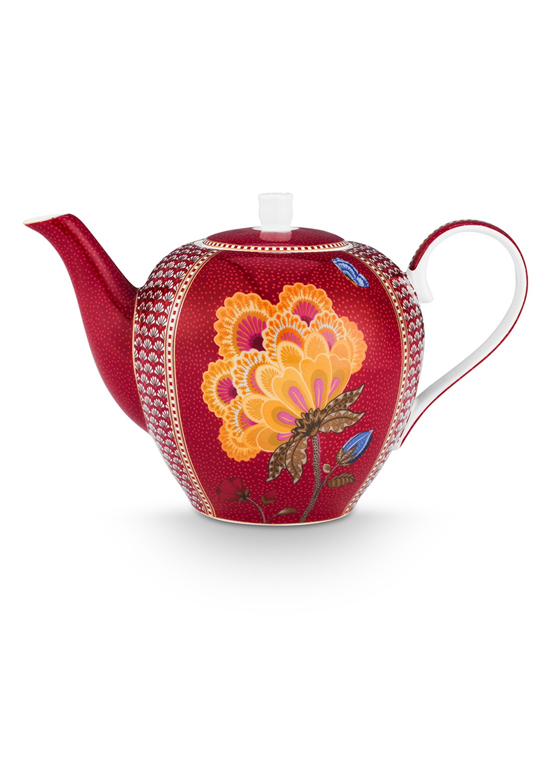 Pip Studio Blooming Tales Fantasy theepot - voorkant donkerrood