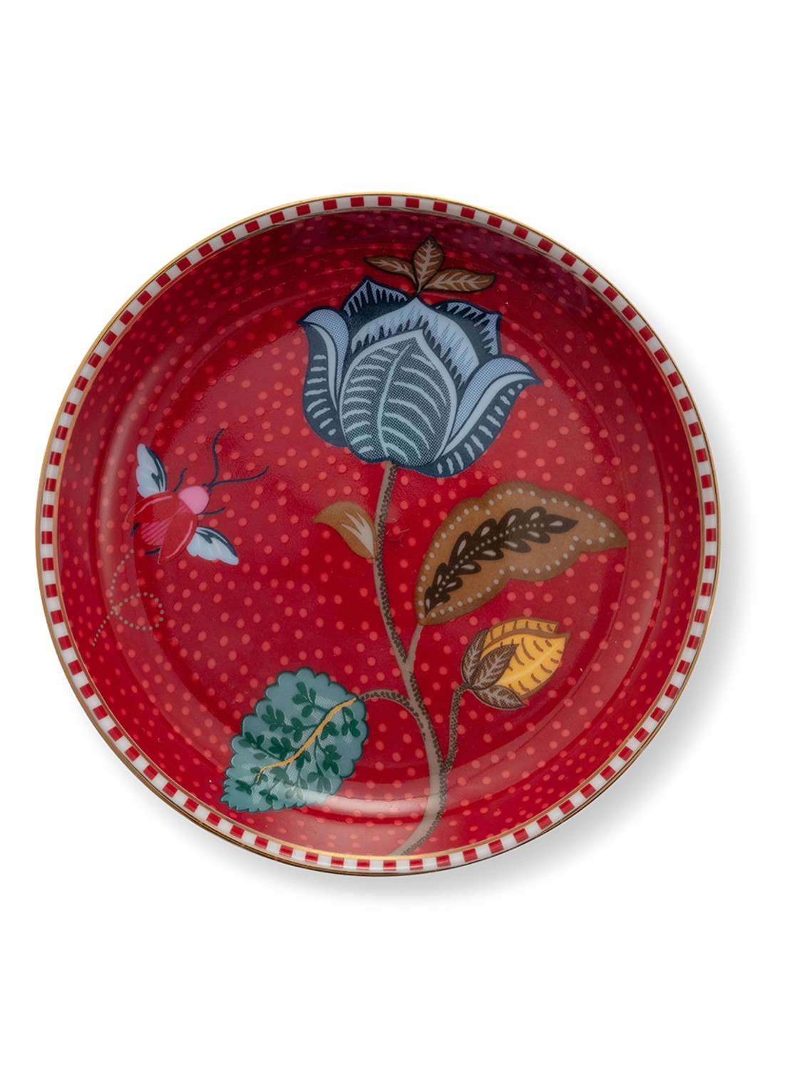 Pip Studio Blooming Tales Fantasy theetip 9 cm - voorkant 2 donkerrood