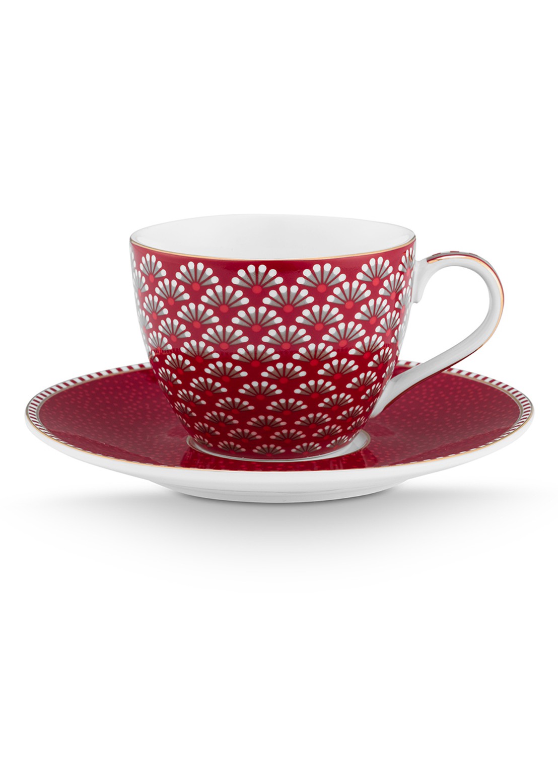 Pip Studio Blooming Tales kop en schotel set van 2 - achterkant donkerrood