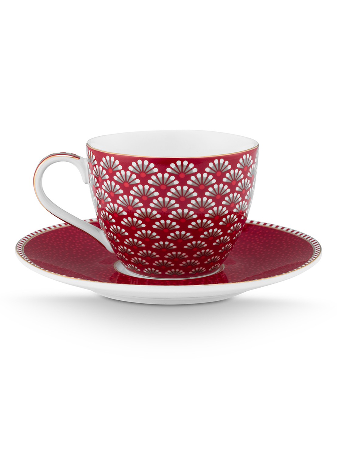 Pip Studio Blooming Tales kop en schotel - achterkant 3 donkerrood