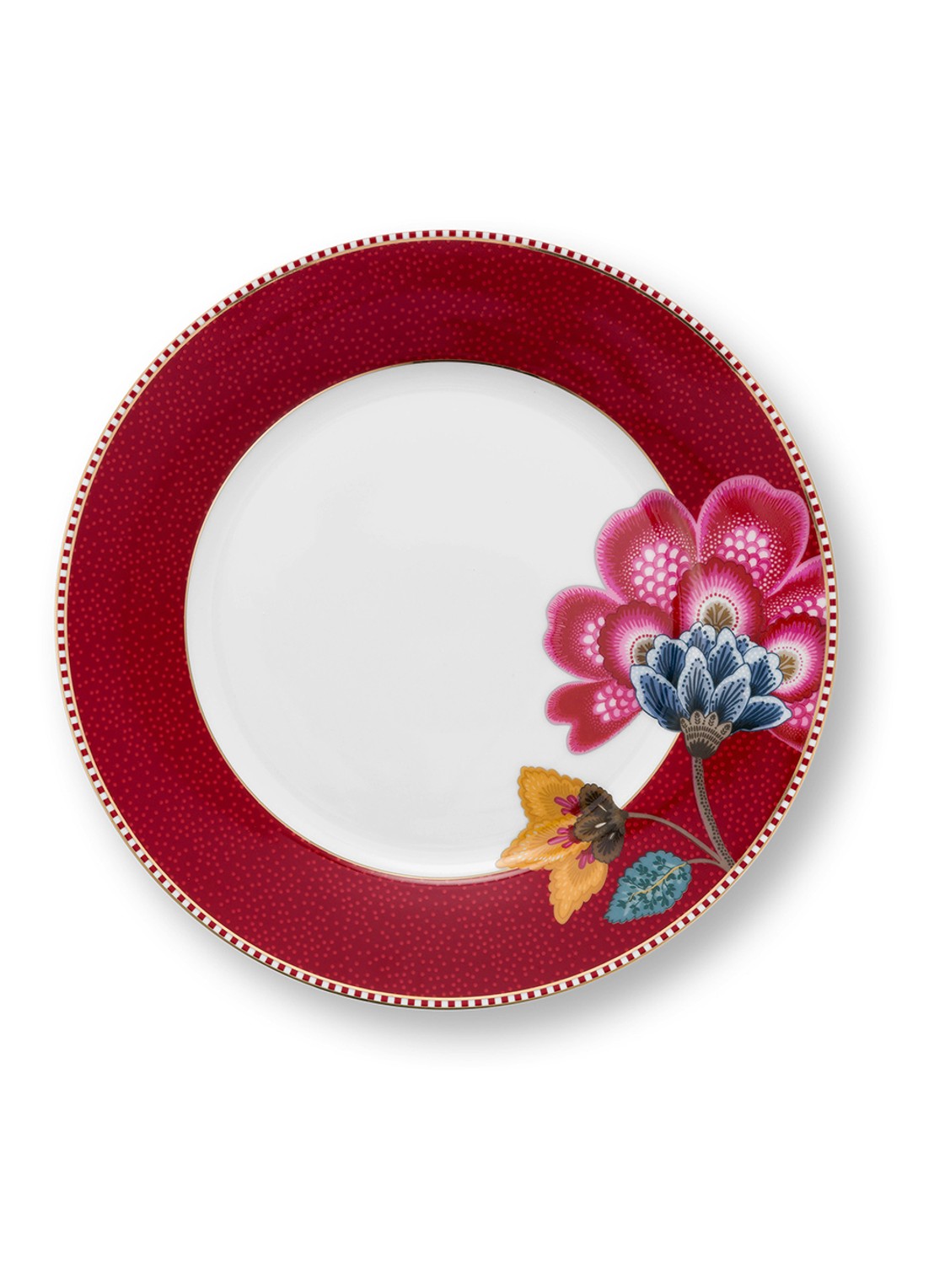 Pip Studio Blooming Tales ontbijtbord 21 cm - voorkant donkerrood