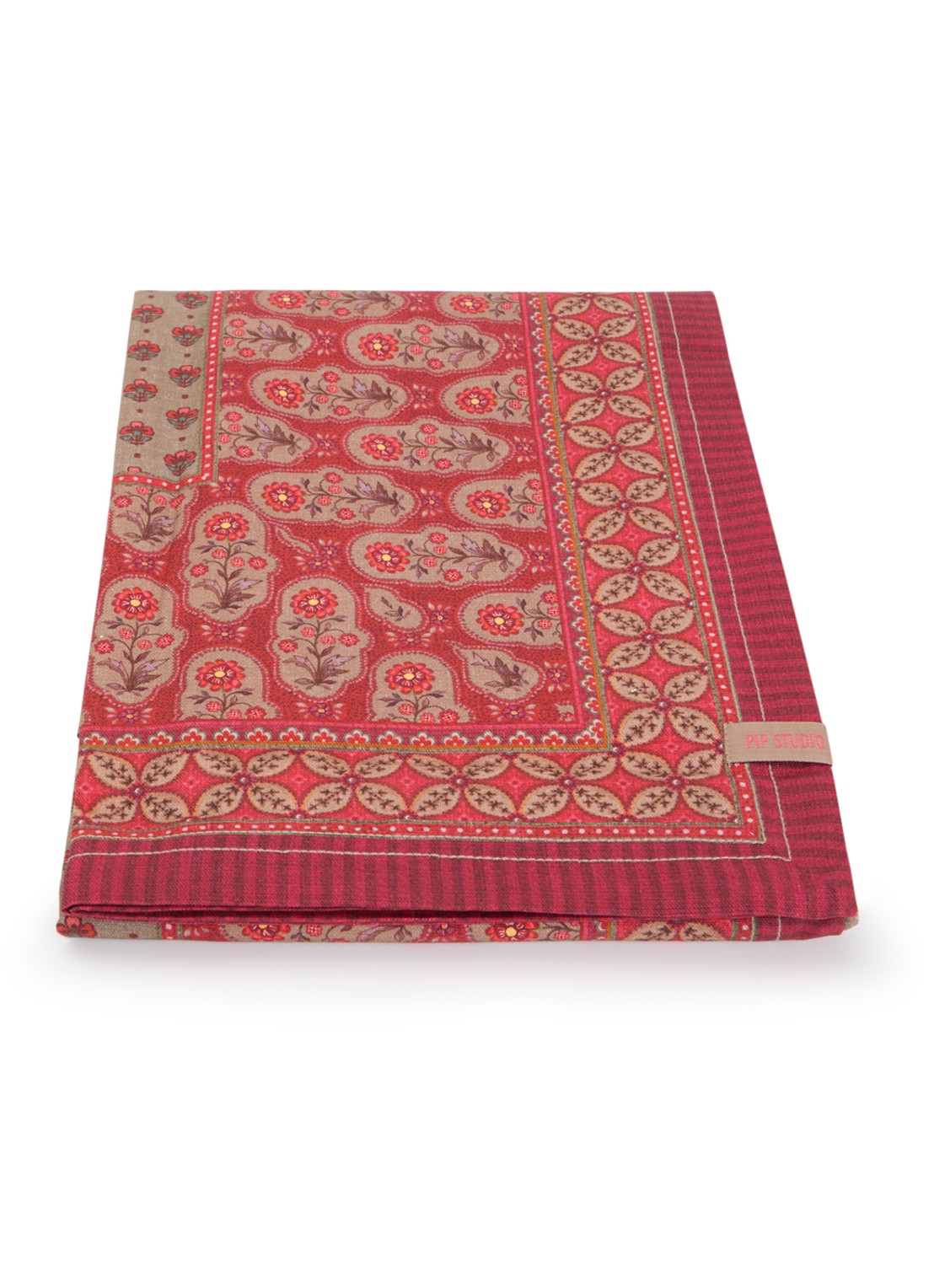 Pip Studio Blooming Tales tafelkleed 150 x 250 cm - voorkant 3 donkerrood