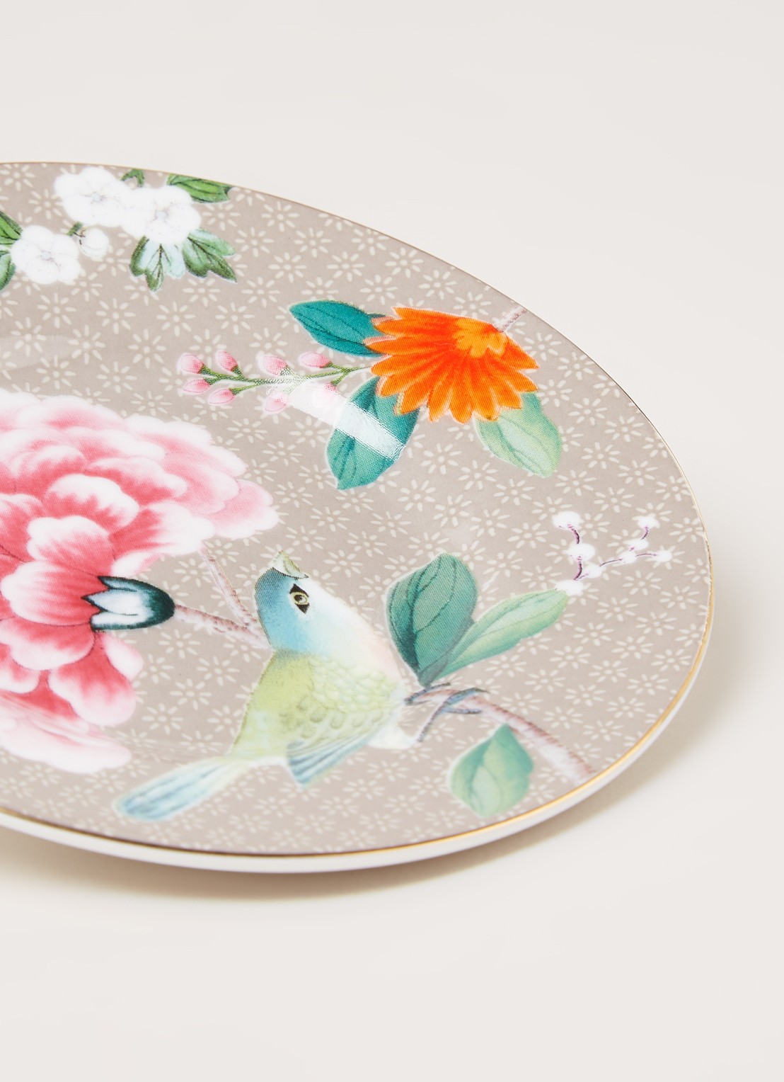 Pip Studio Blushing Birds gebaksbord 12 cm - detail khaki