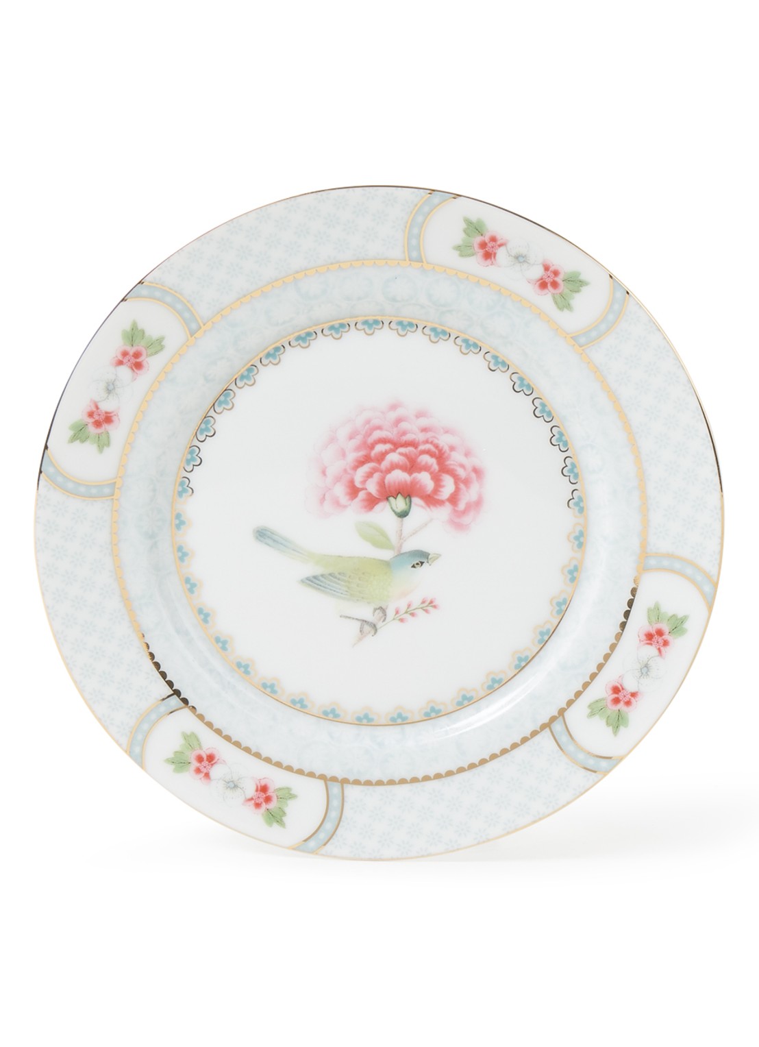 Pip Studio Blushing Birds gebaksbordje 17 cm  - voorkant 2 lichtblauw