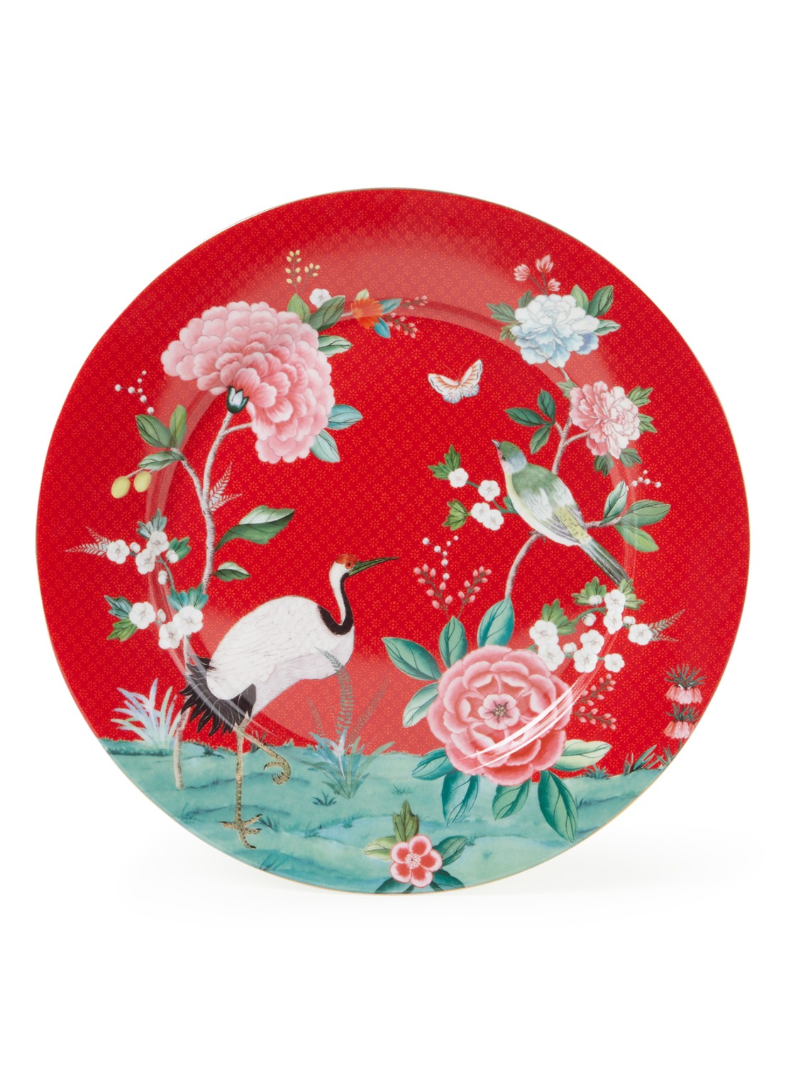 Pip Studio Blushing Birds onderbord 32 cm  - voorkant rood