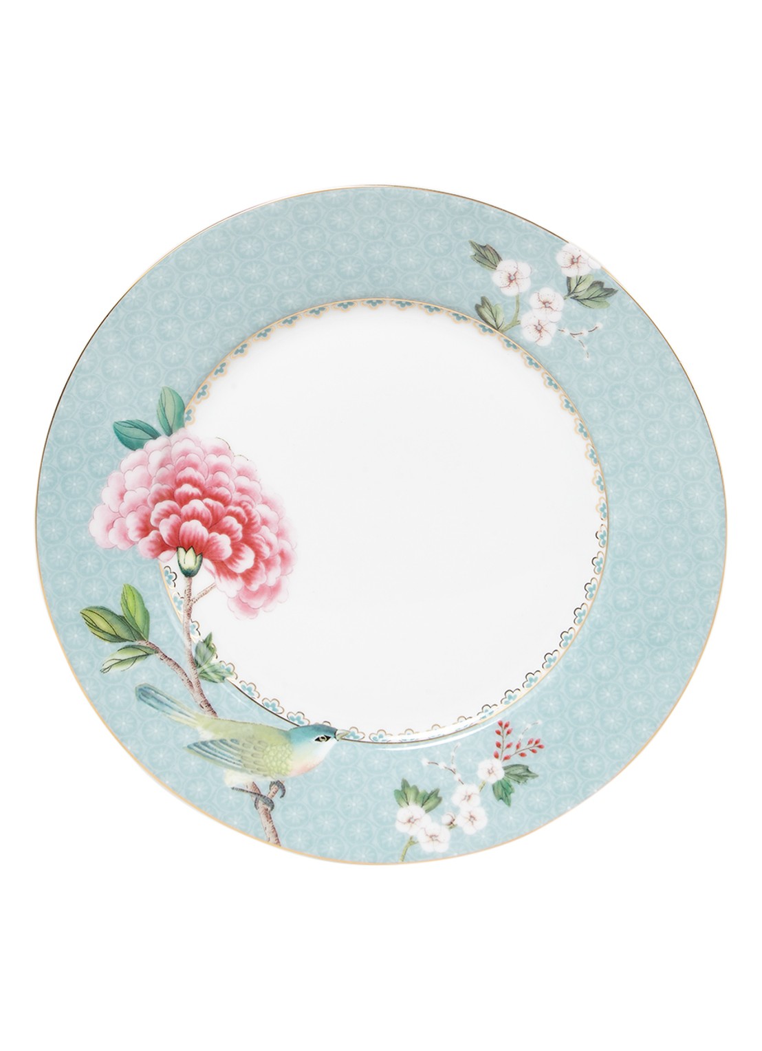 Pip Studio Blushing Birds ontbijtbord 21 cm  - voorkant blauw