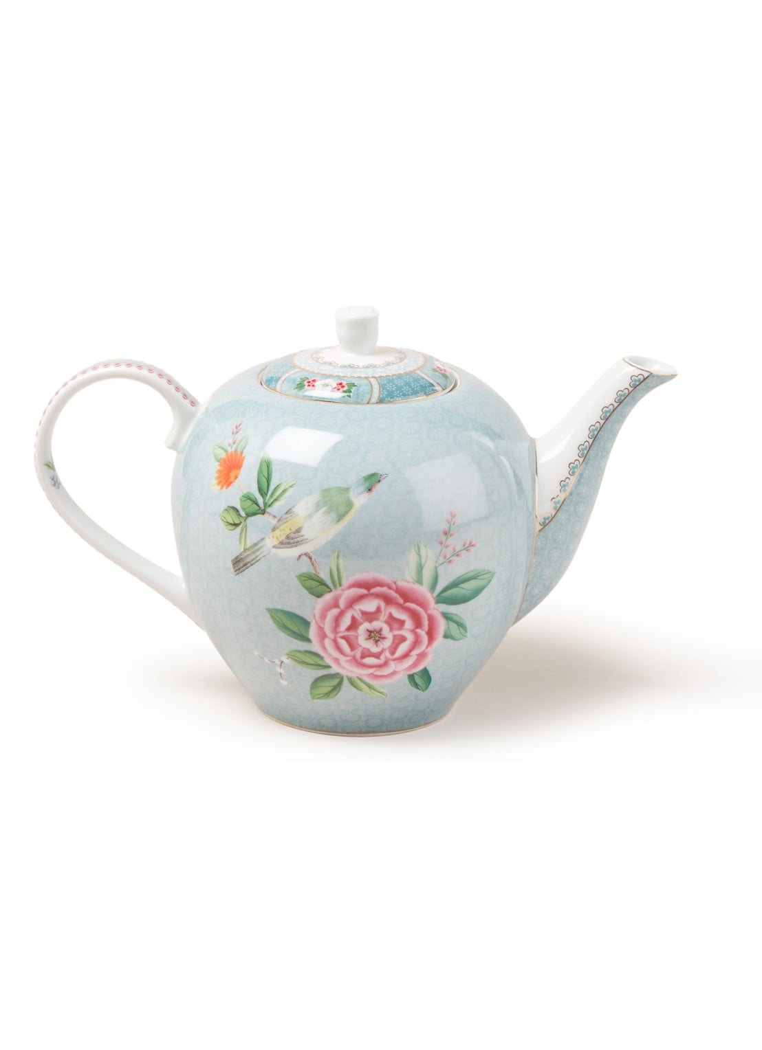 Pip Studio Blushing Birds theepot 1,6 liter  - voorkant 3 blauw