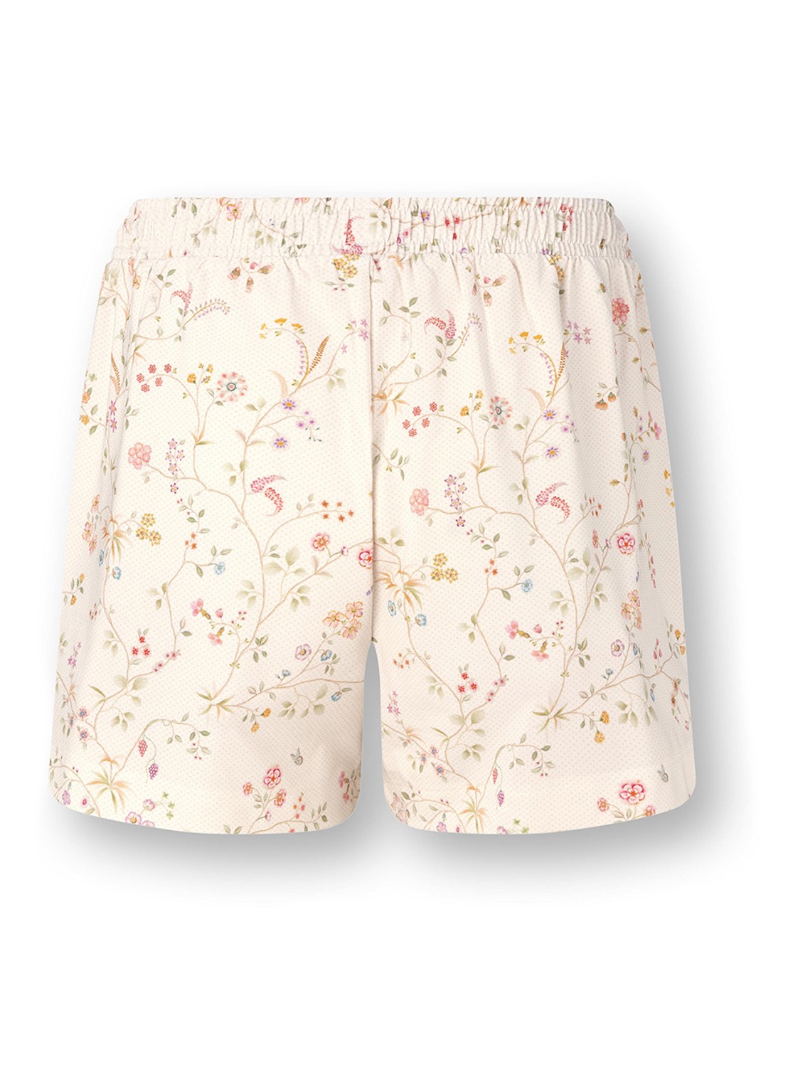 Pip Studio Bo korte loungebroek met bloemenprint - achterkant 3 gebroken wit