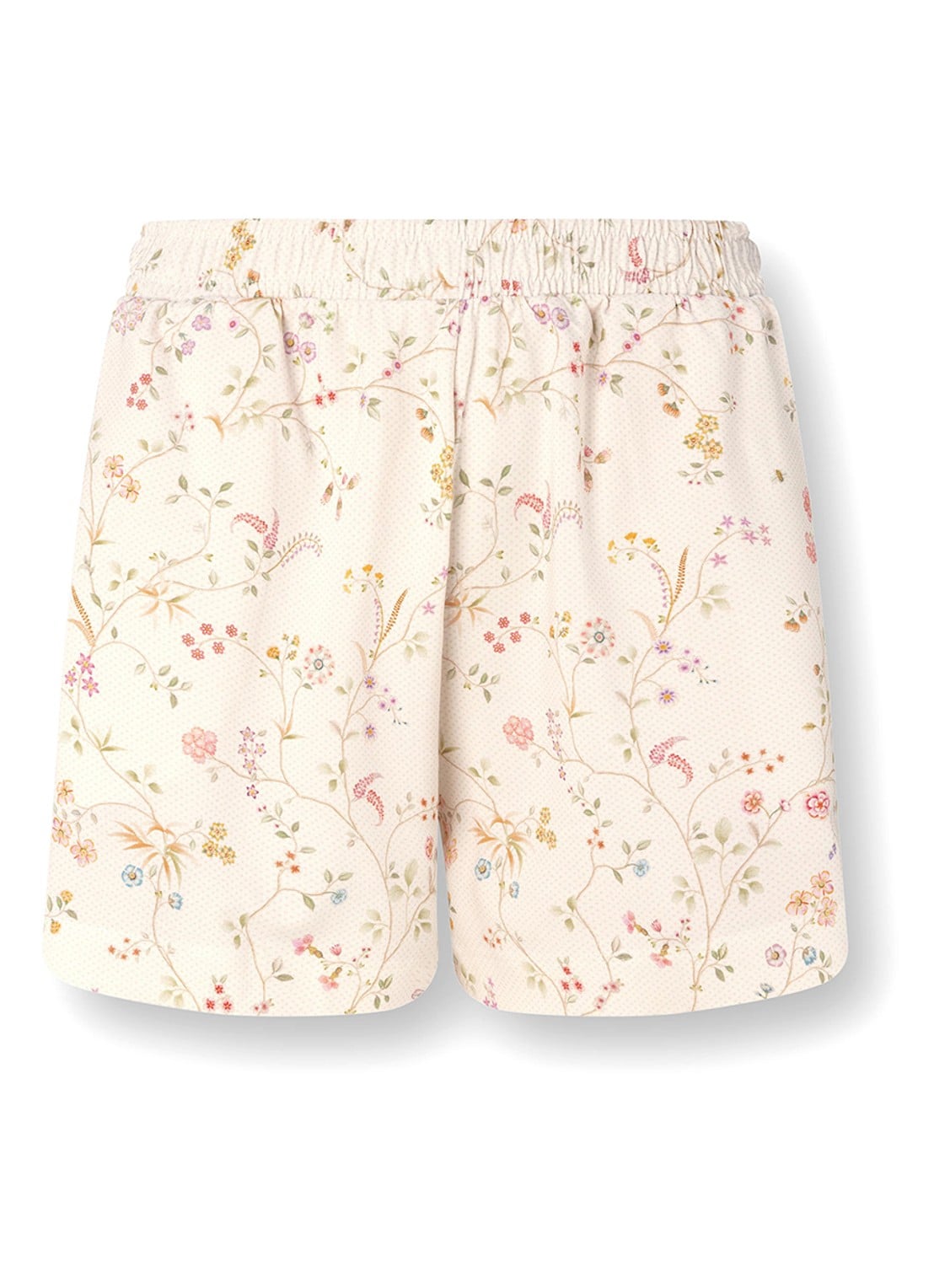 Pip Studio Bo korte loungebroek met bloemenprint - voorkant gebroken wit