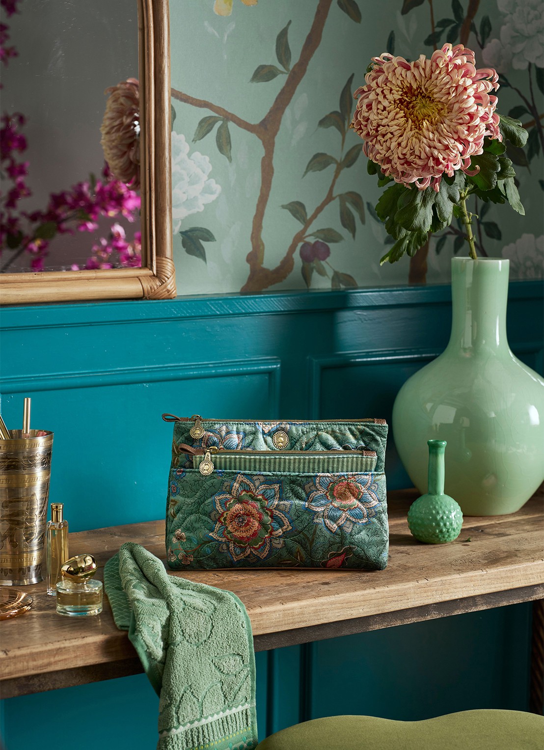 Pip Studio Caryn Mumbai Morning beautycase 2-delig - voorkant 3 groen