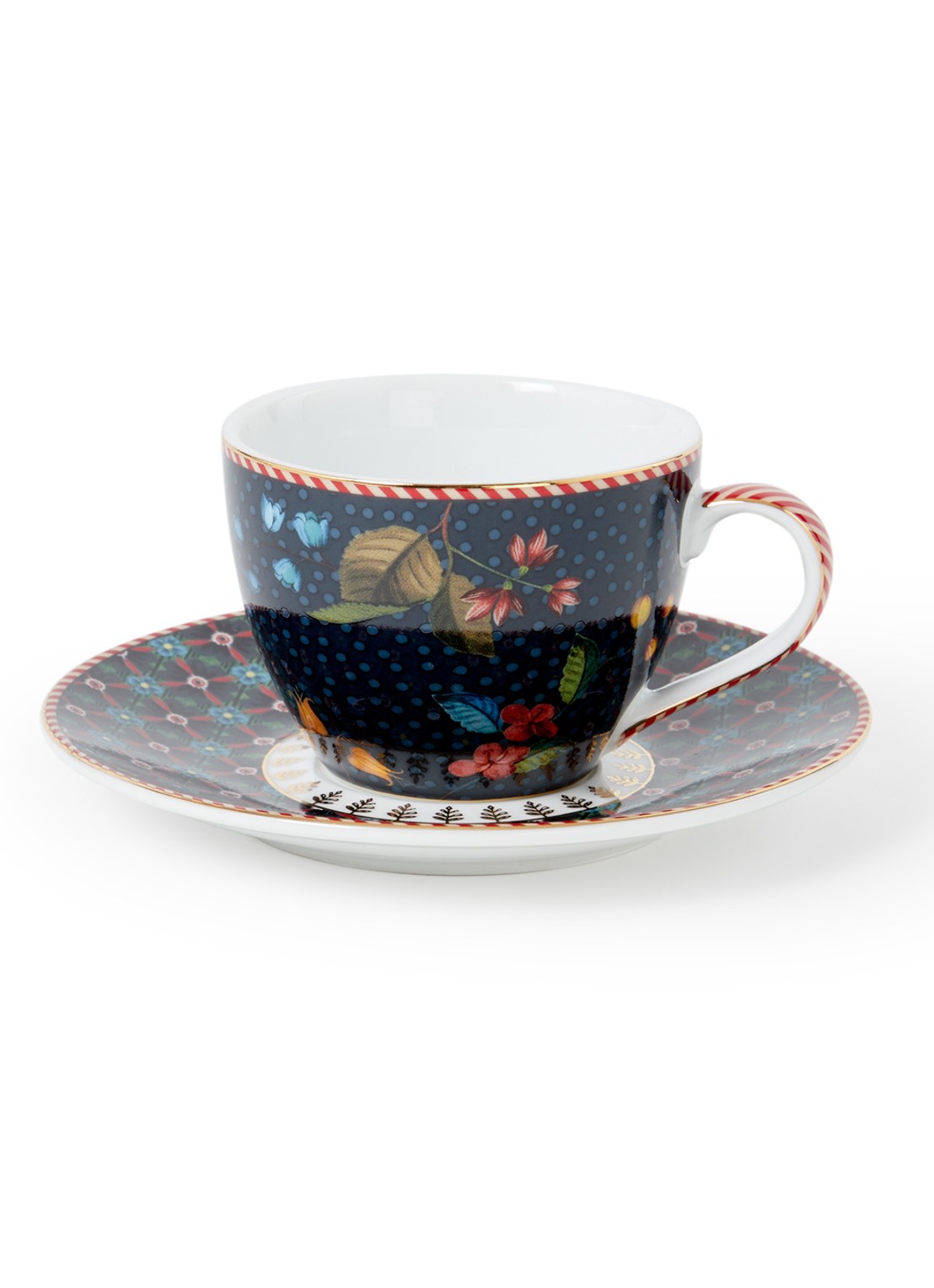 Pip Studio Espresso kopje en schotel 12 cl - voorkant indigo