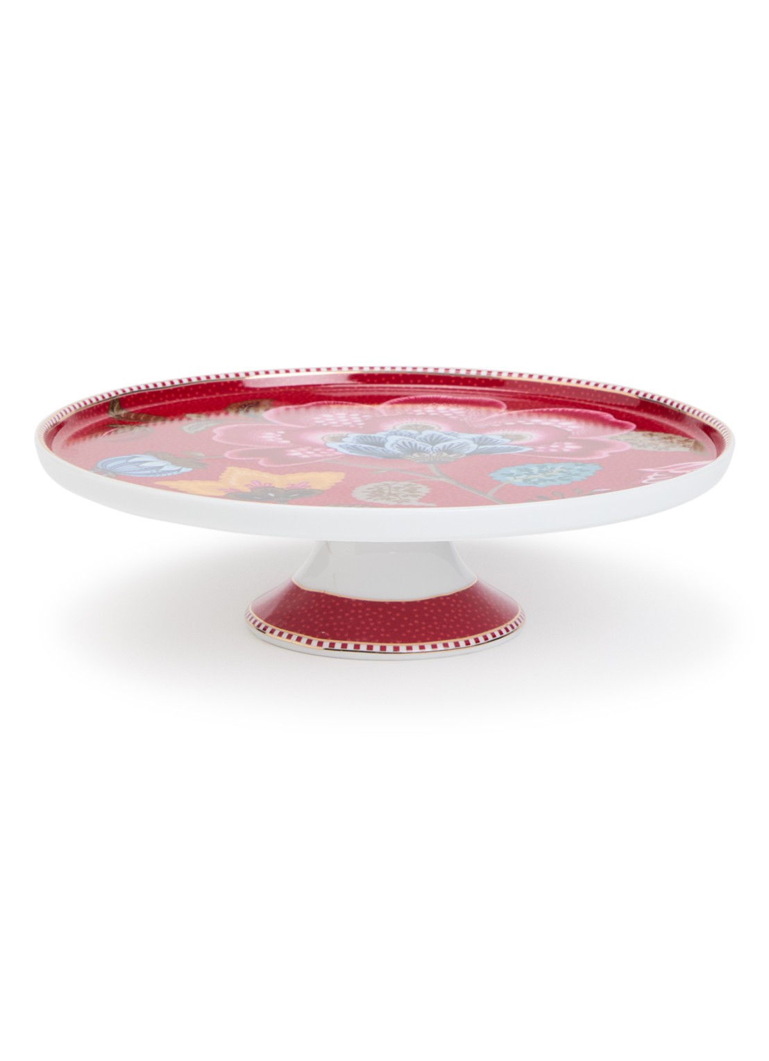 Pip Studio Fantasy taartplateau 21 cm  - voorkant 2 donkerrood