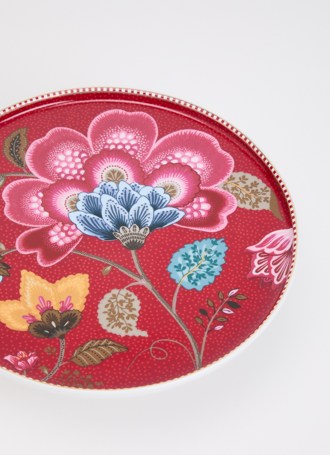 Pip Studio Fantasy taartplateau 21 cm  - voorkant 3 donkerrood