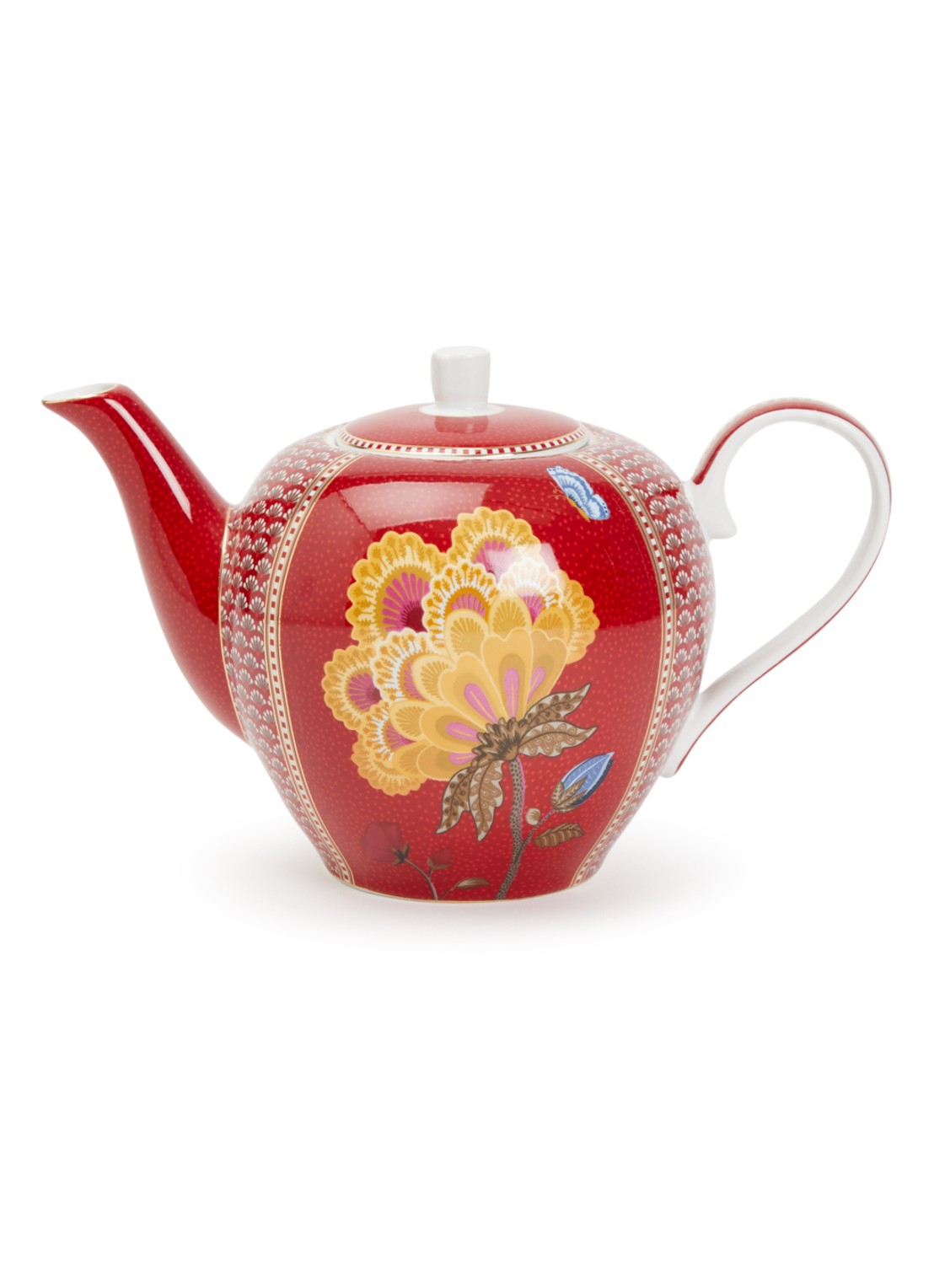 Pip Studio Fantasy theepot 1,6 liter  - voorkant 3 donkerrood