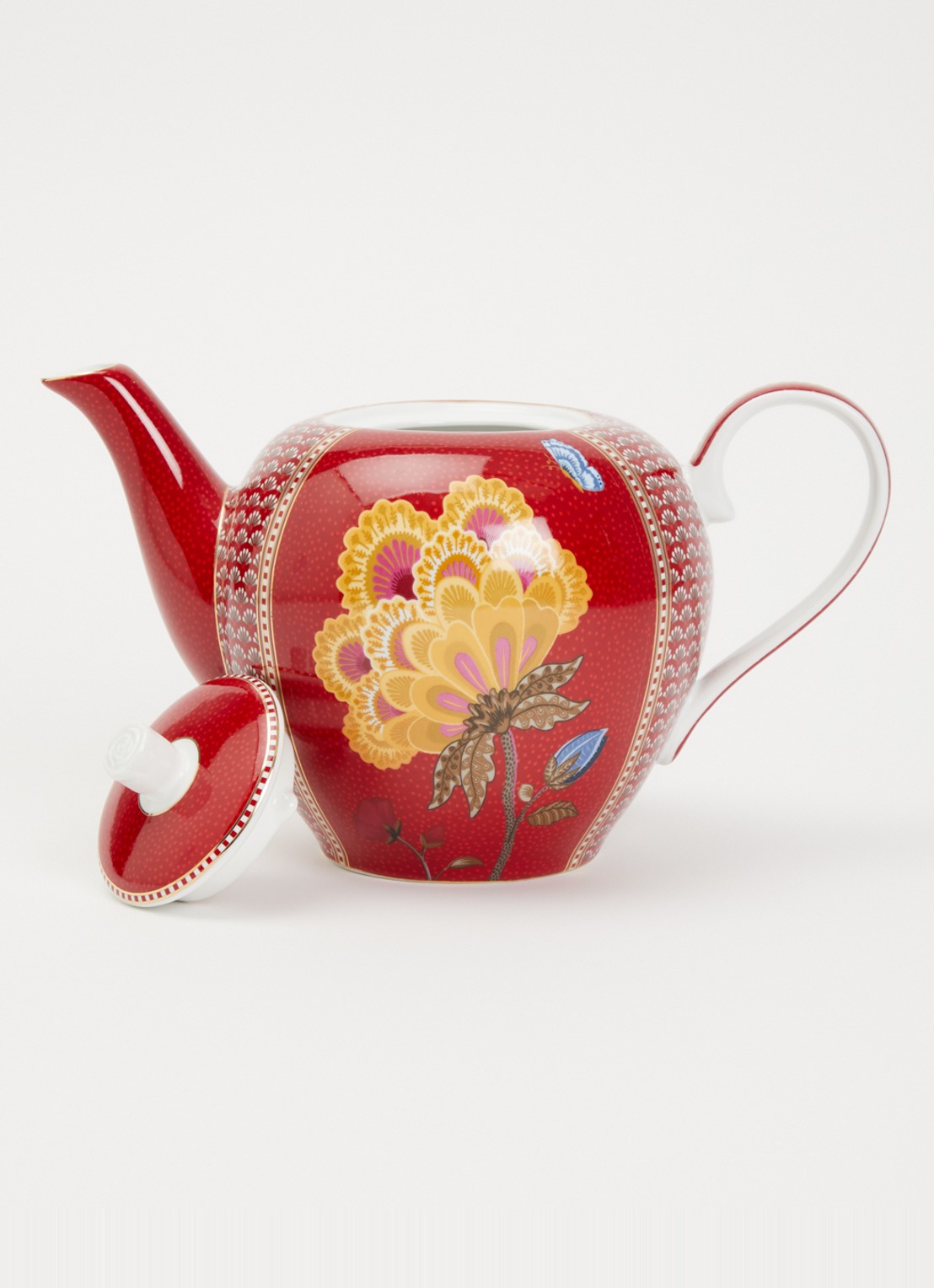 Pip Studio Fantasy theepot 1,6 liter  - voorkant 4 donkerrood