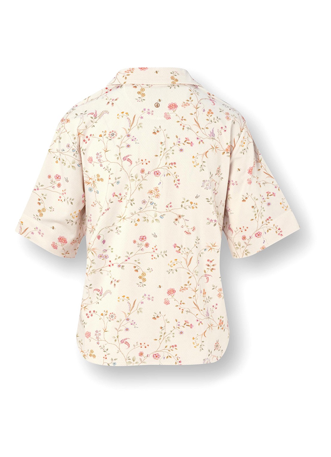 Pip Studio Flora pyjamatop met bloemenprint - achterkant 3 gebroken wit
