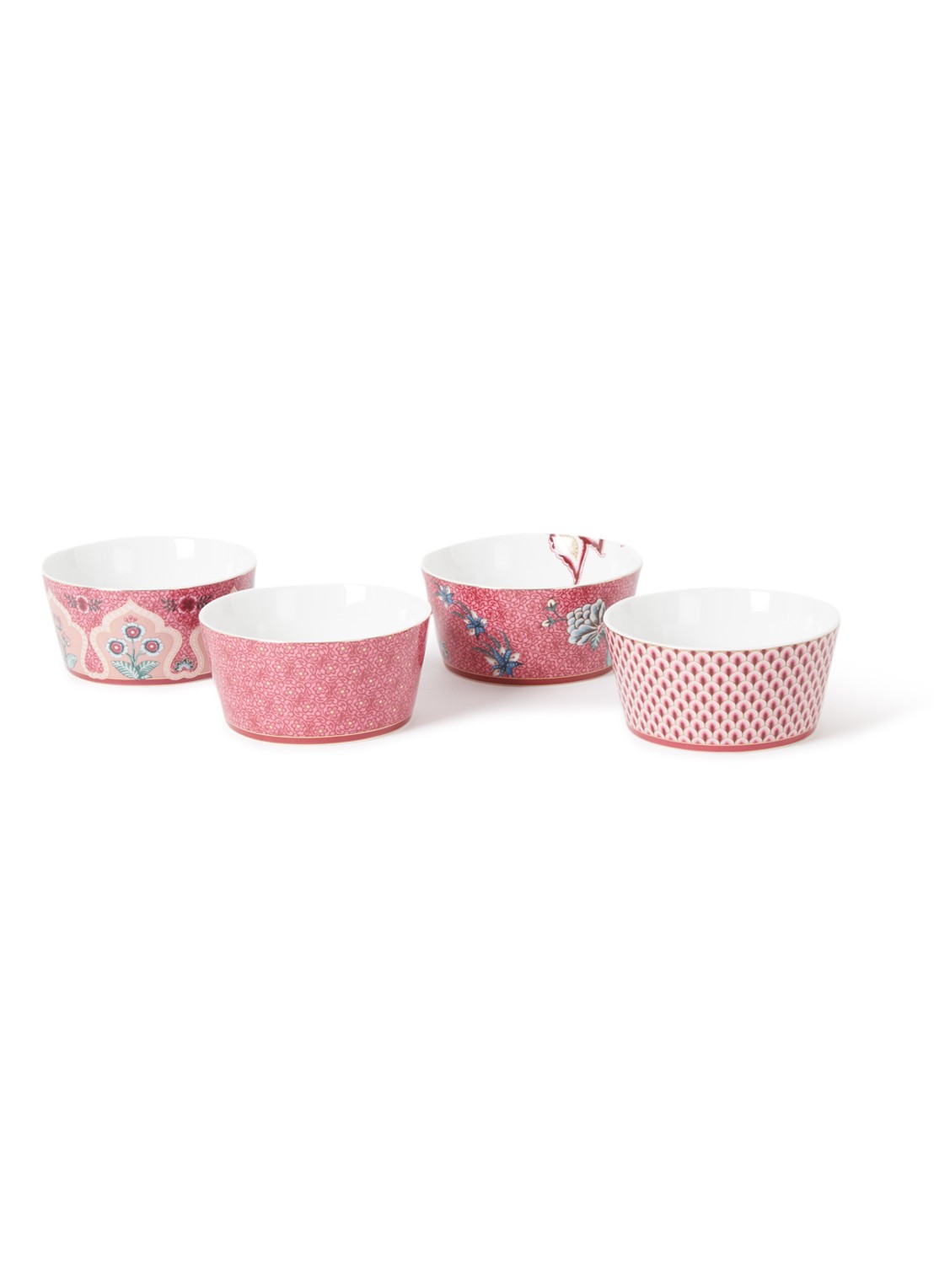 Pip Studio Flower Festival kom set van 4 - voorkant donkerroze