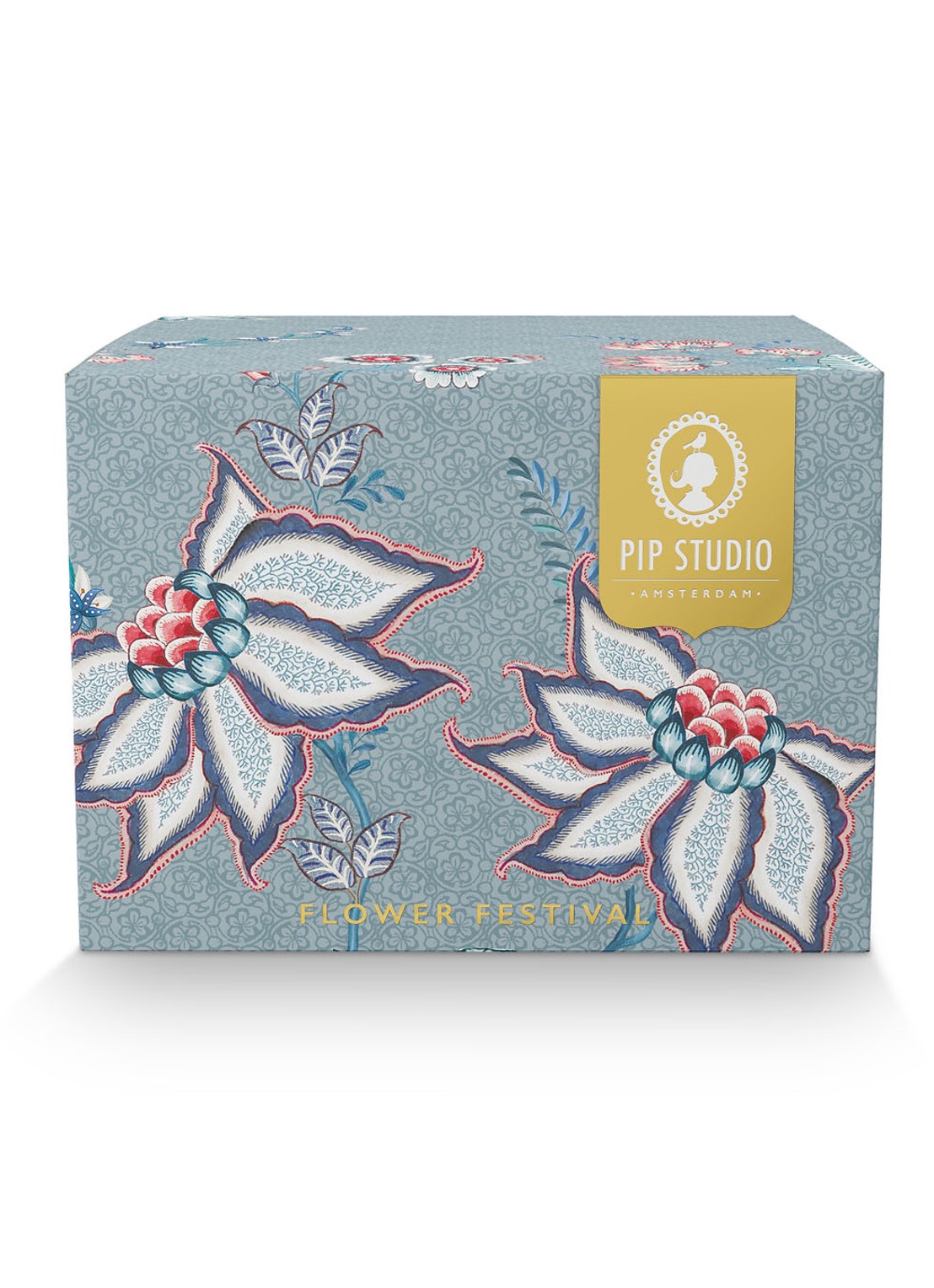 Pip Studio Flower Festival kop en schotel 28 cl set van 2 - detail 4 blauwgrijs