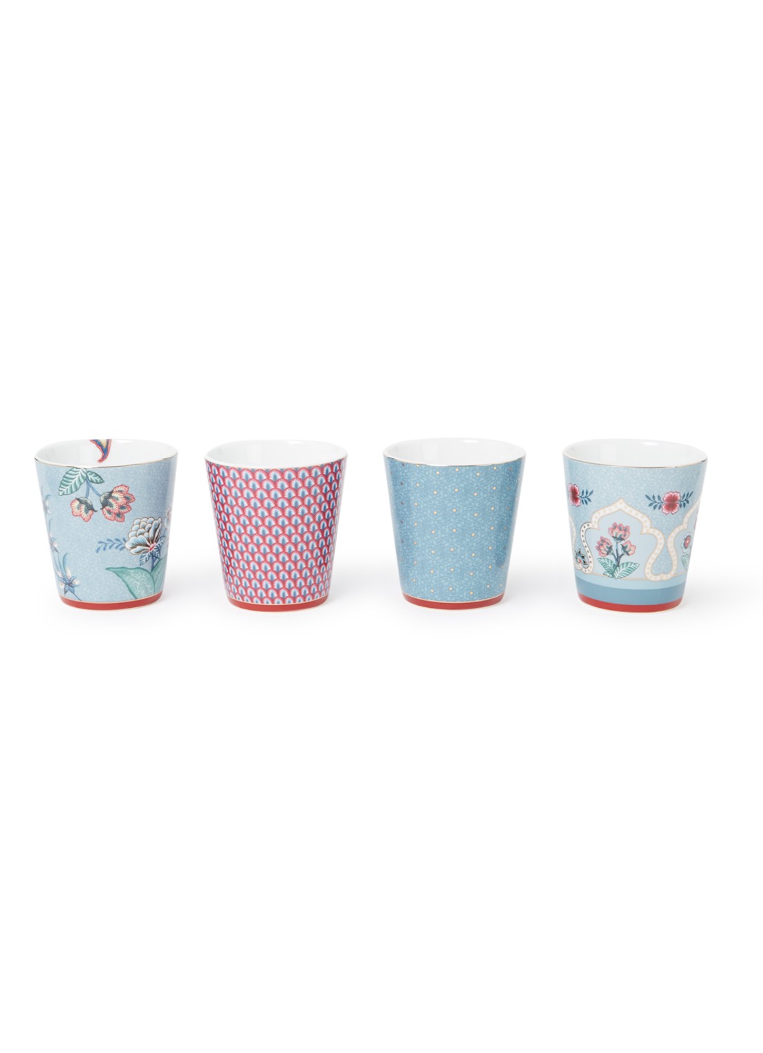 Pip Studio Flower Festival kopje 23 cl set van 4 - voorkant blauw
