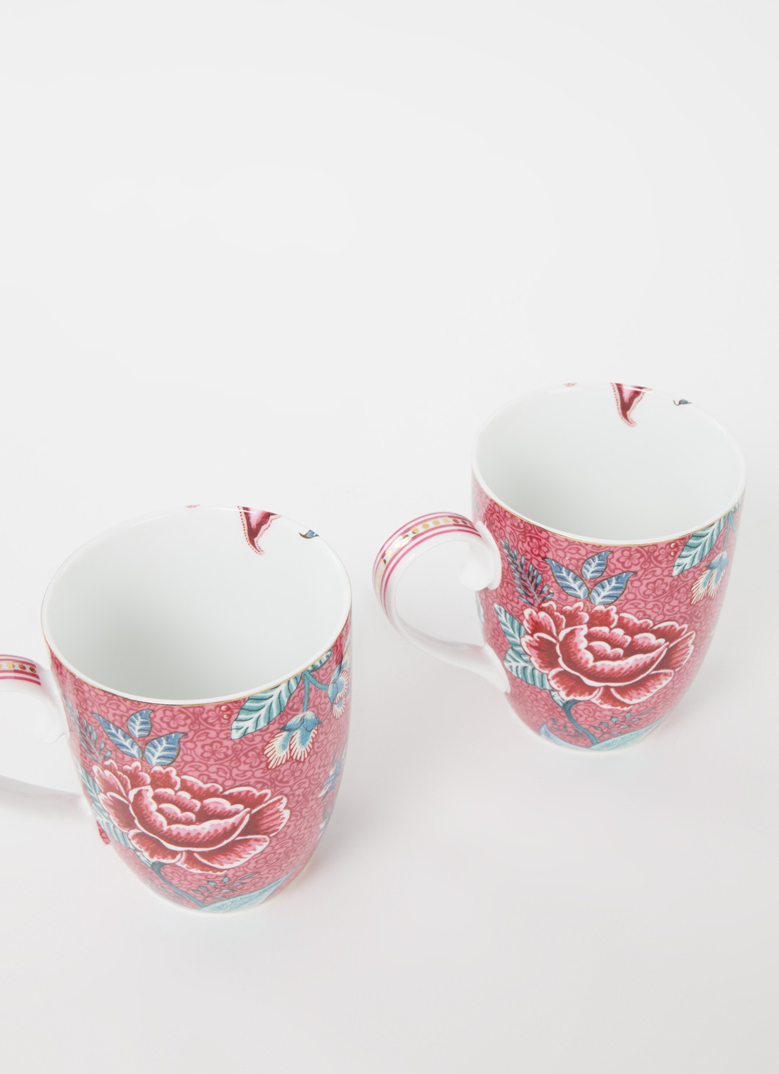 Pip Studio Flower Festival mok 35 cl set van 2 - voorkant 2 roze
