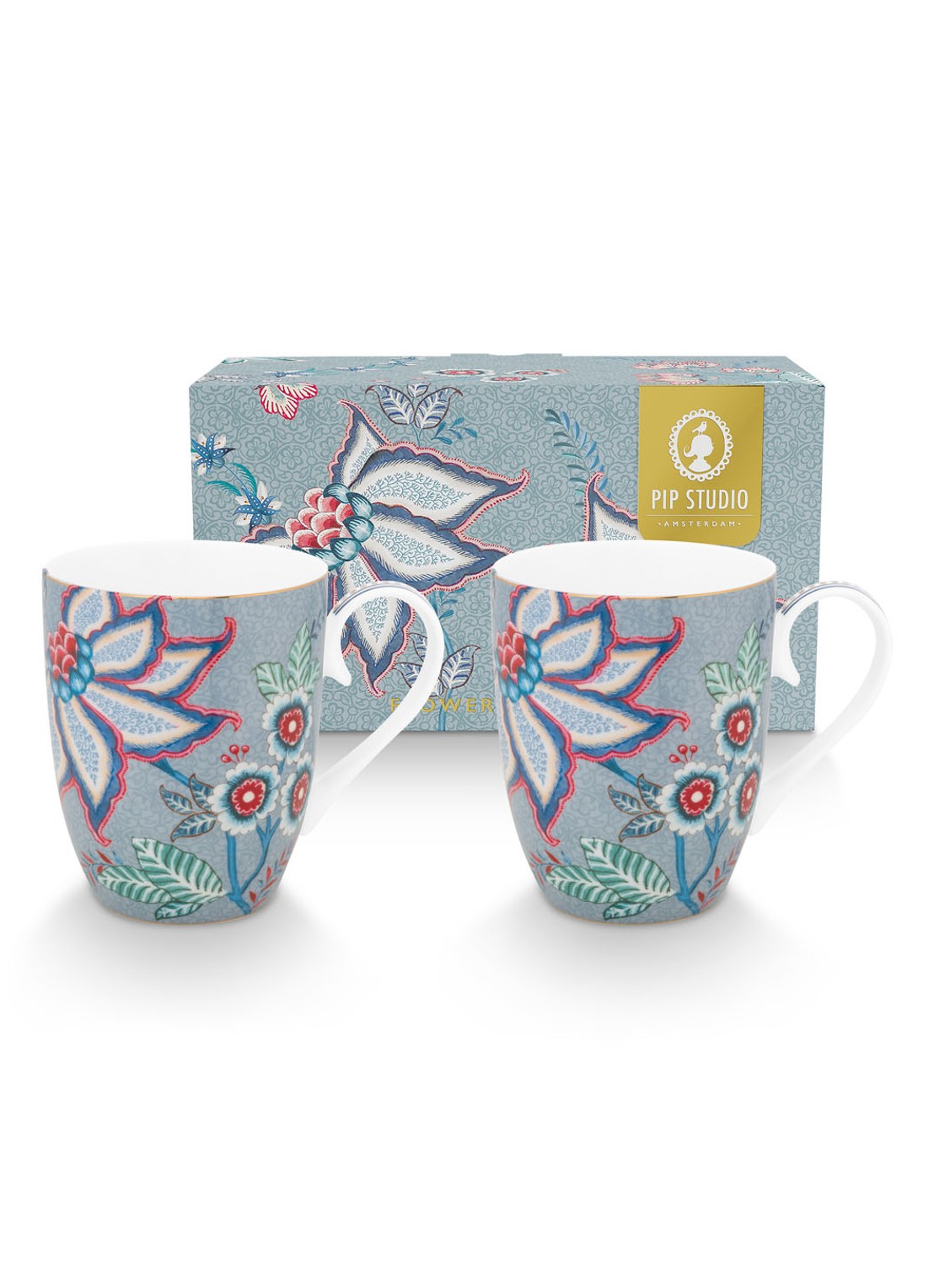 Pip Studio Flower Festival mok 35 cl - detail 5 blauwgrijs